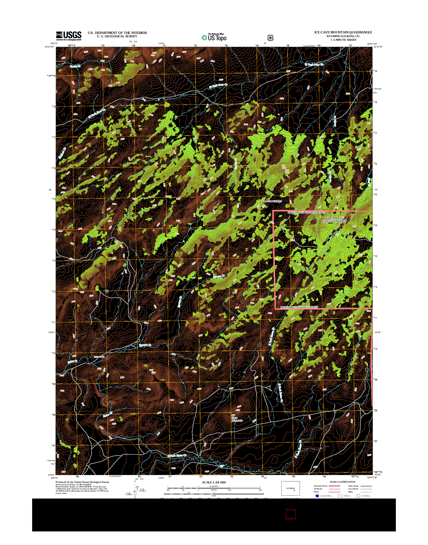 USGS US TOPO 7.5-MINUTE MAP FOR ICE CAVE MOUNTAIN, WY 2012