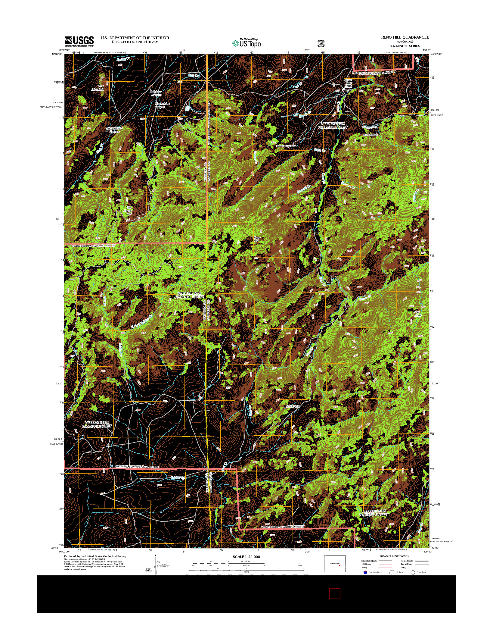 USGS US TOPO 7.5-MINUTE MAP FOR RENO HILL, WY 2012