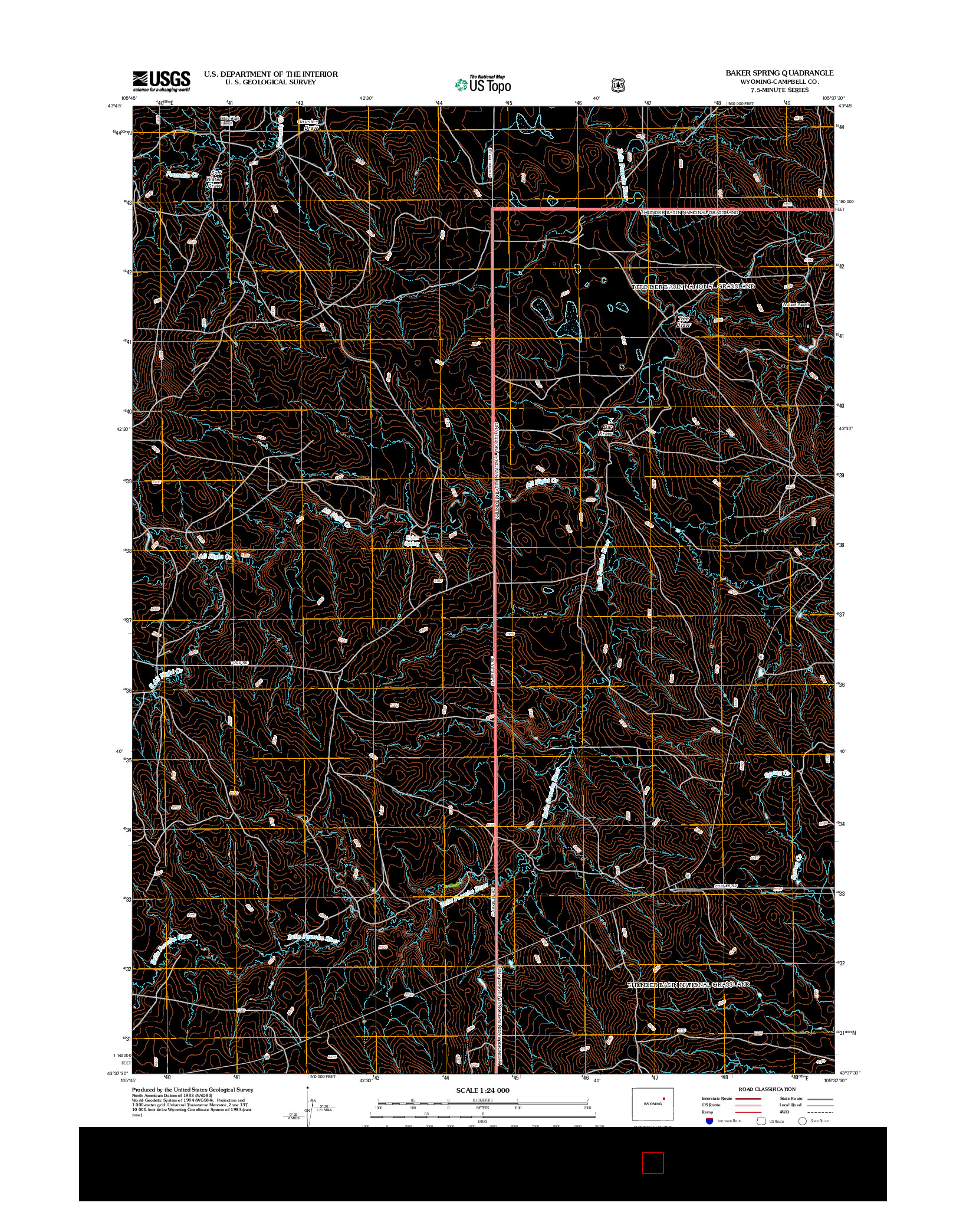 USGS US TOPO 7.5-MINUTE MAP FOR BAKER SPRING, WY 2012