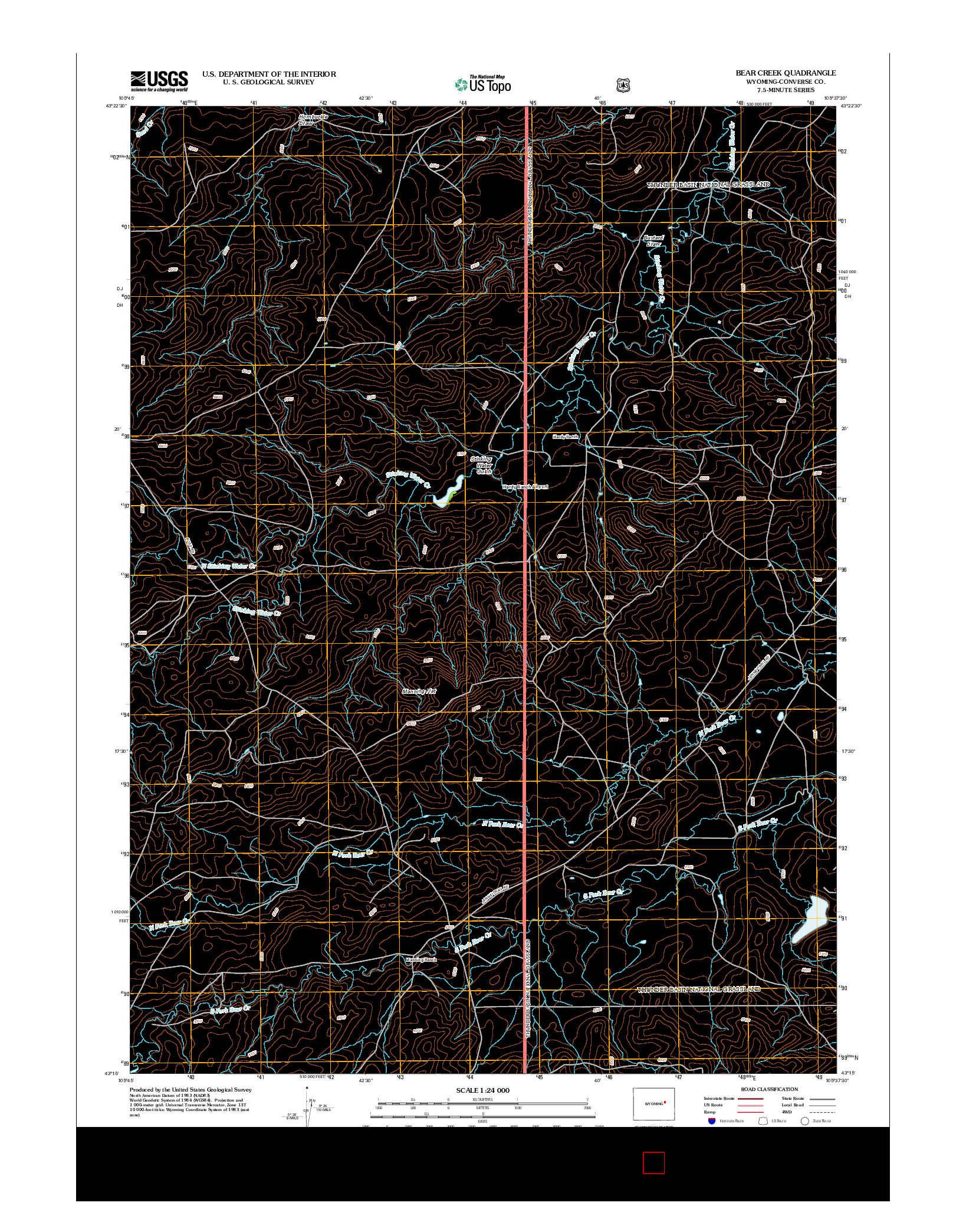 USGS US TOPO 7.5-MINUTE MAP FOR BEAR CREEK, WY 2012