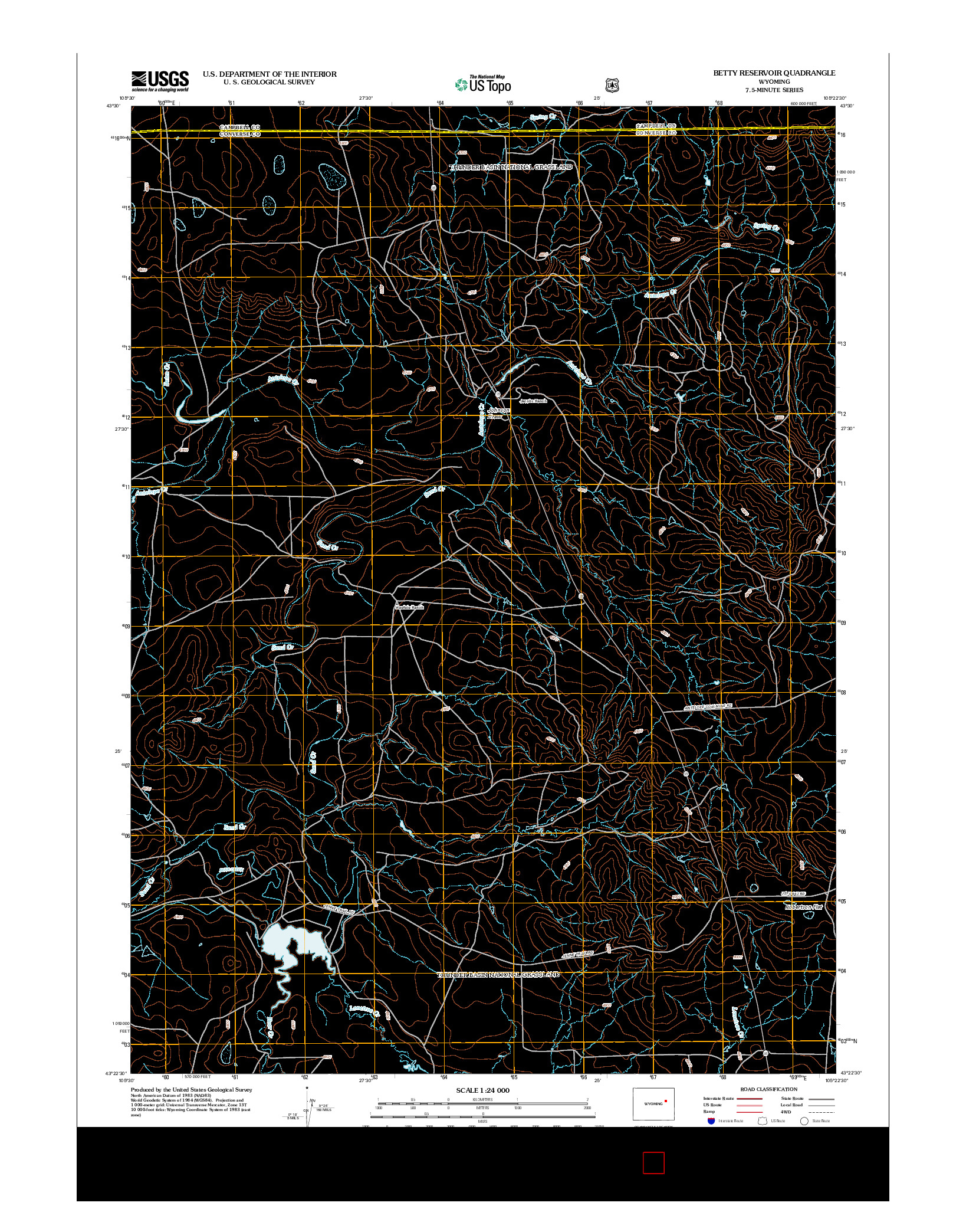 USGS US TOPO 7.5-MINUTE MAP FOR BETTY RESERVOIR, WY 2012