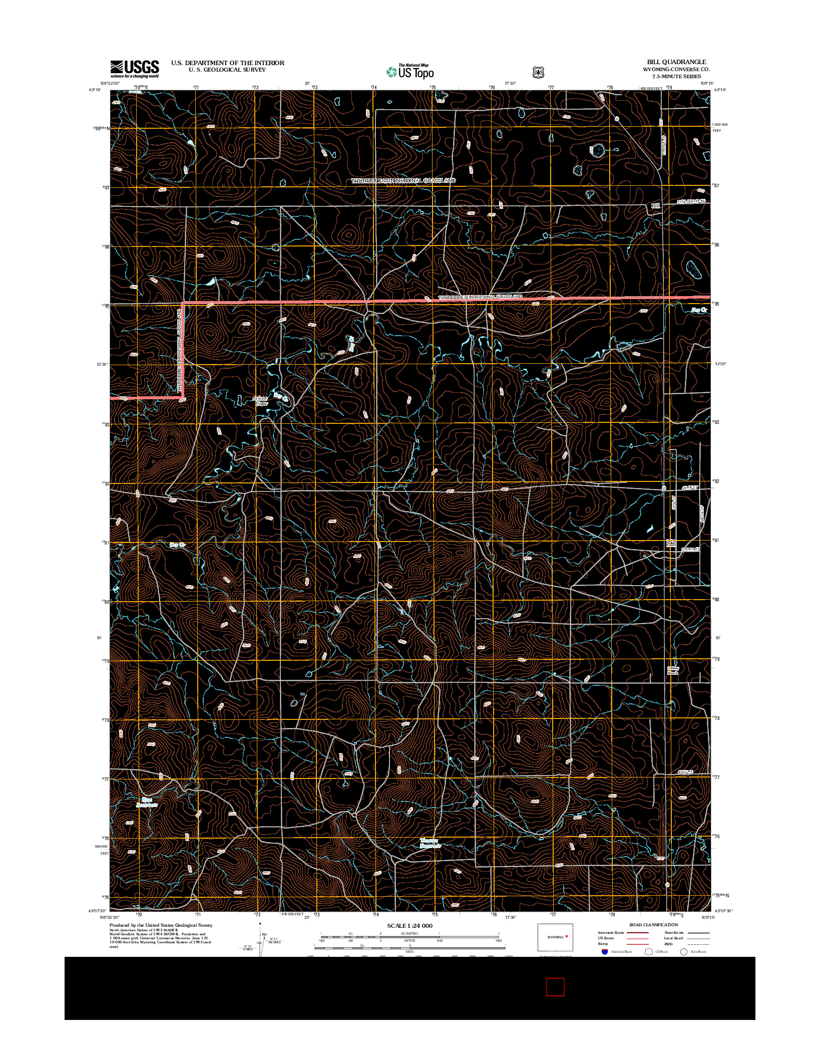 USGS US TOPO 7.5-MINUTE MAP FOR BILL, WY 2012