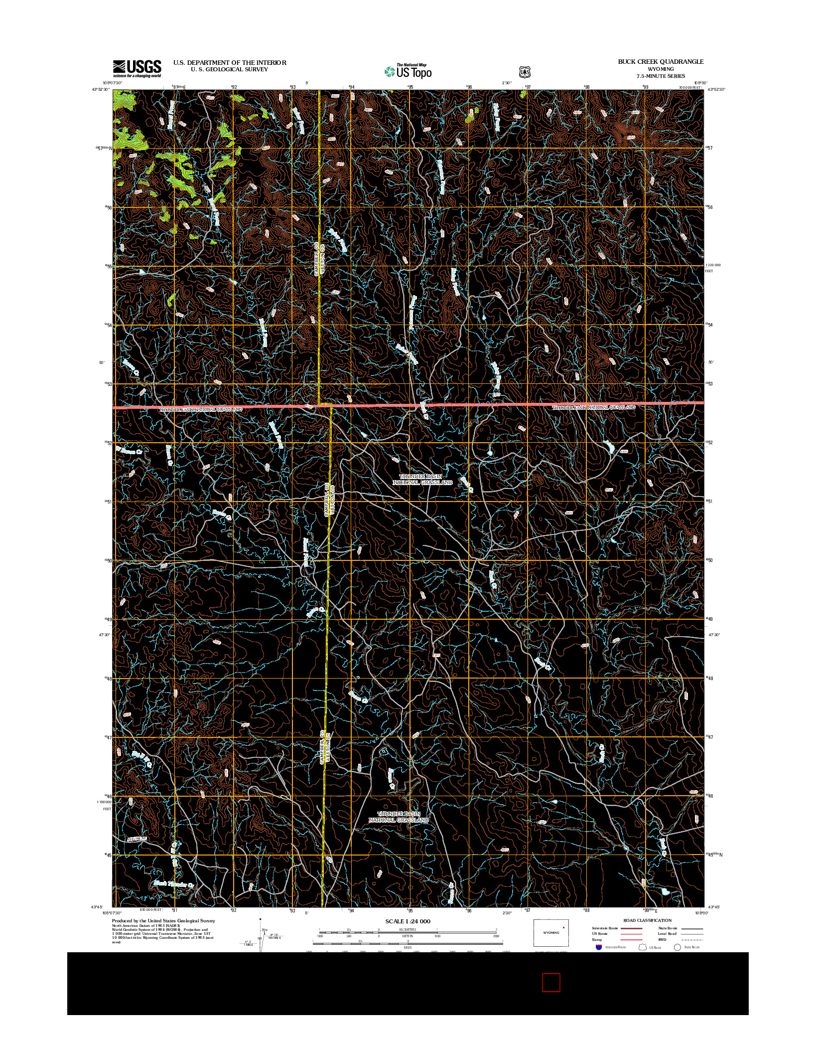 USGS US TOPO 7.5-MINUTE MAP FOR BUCK CREEK, WY 2012