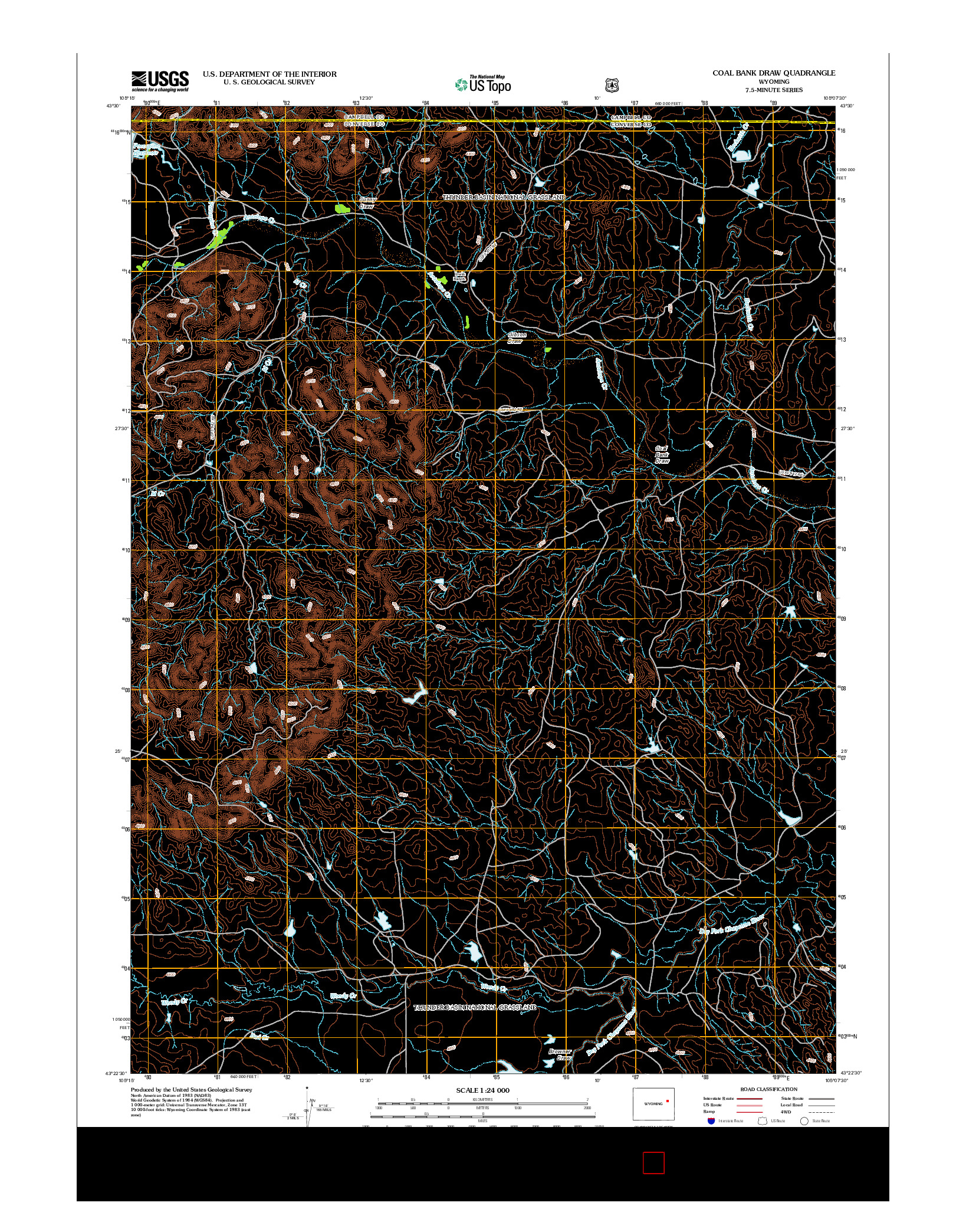 USGS US TOPO 7.5-MINUTE MAP FOR COAL BANK DRAW, WY 2012