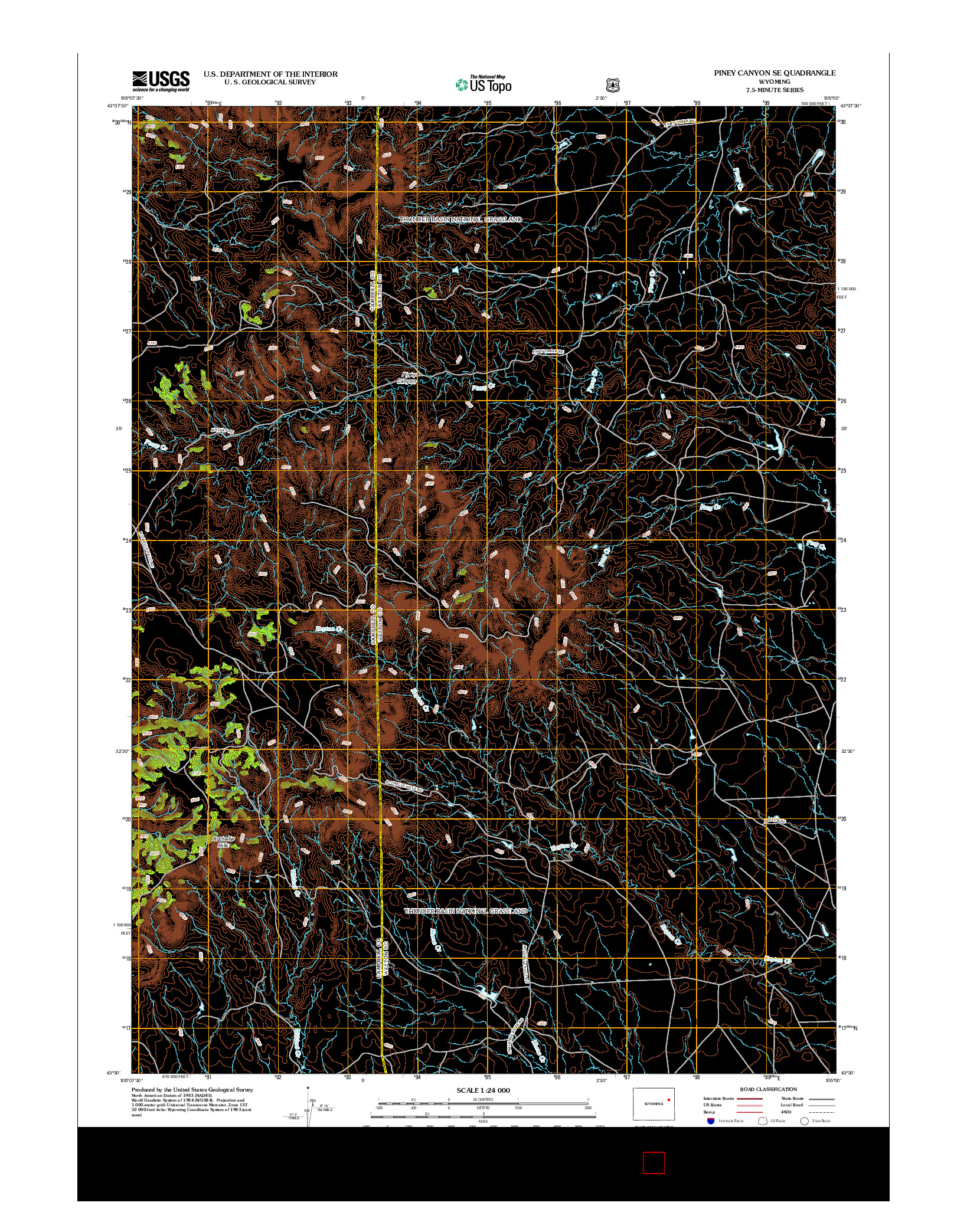 USGS US TOPO 7.5-MINUTE MAP FOR PINEY CANYON SE, WY 2012