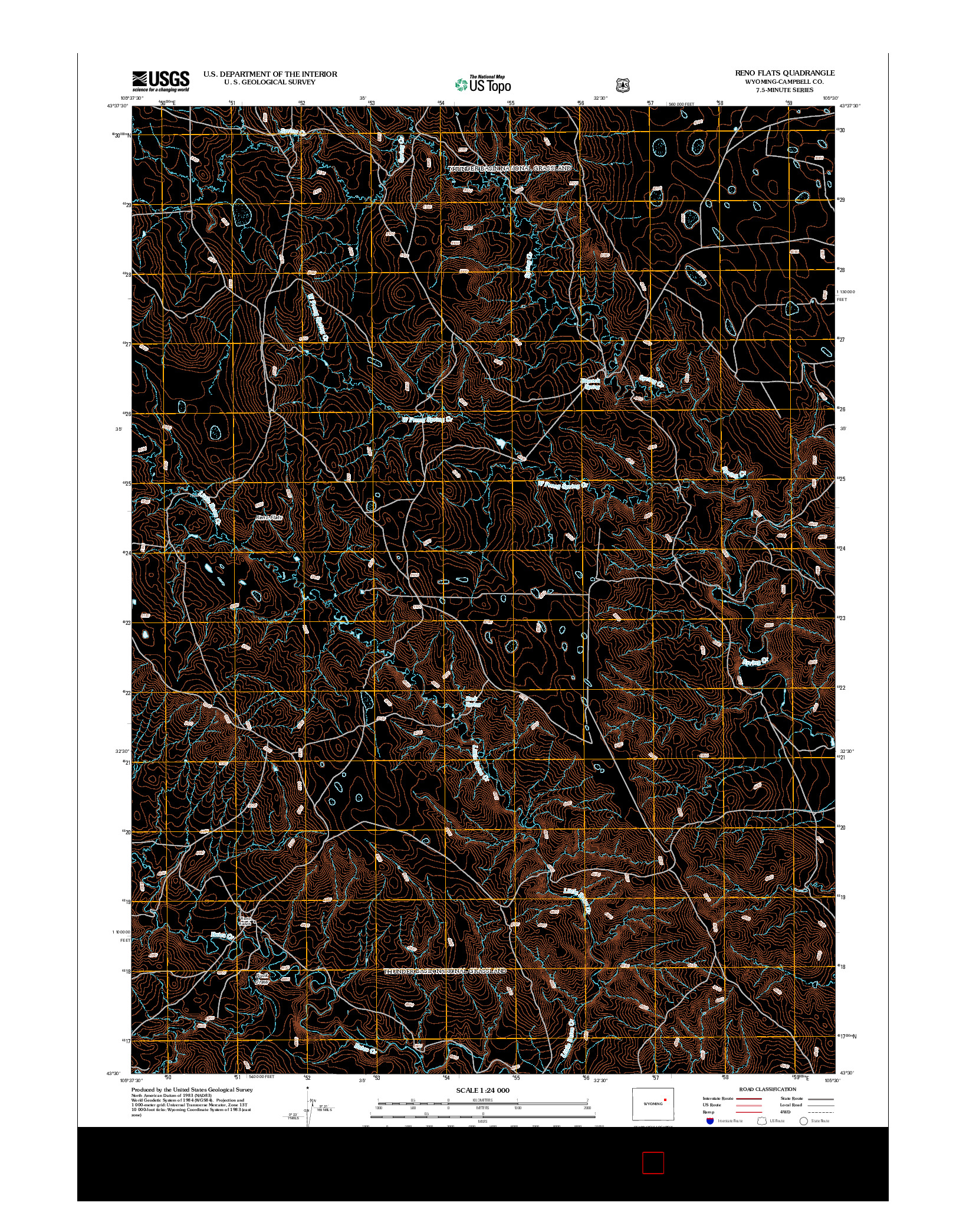 USGS US TOPO 7.5-MINUTE MAP FOR RENO FLATS, WY 2012