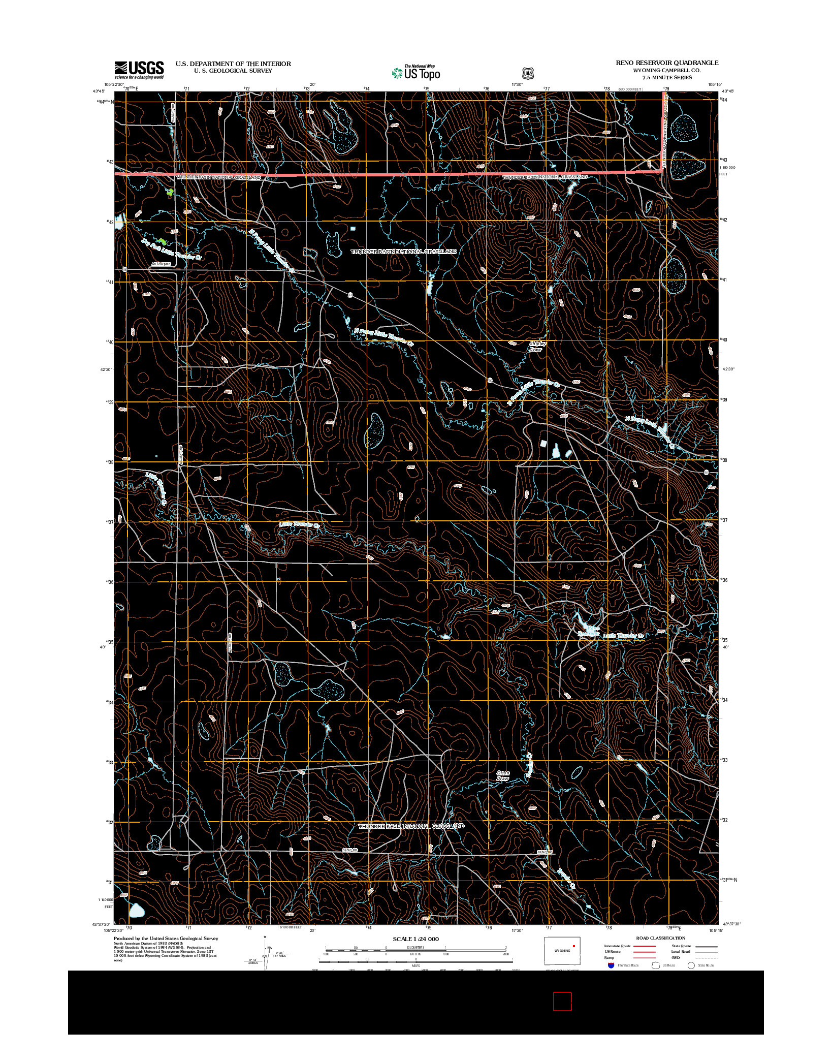 USGS US TOPO 7.5-MINUTE MAP FOR RENO RESERVOIR, WY 2012