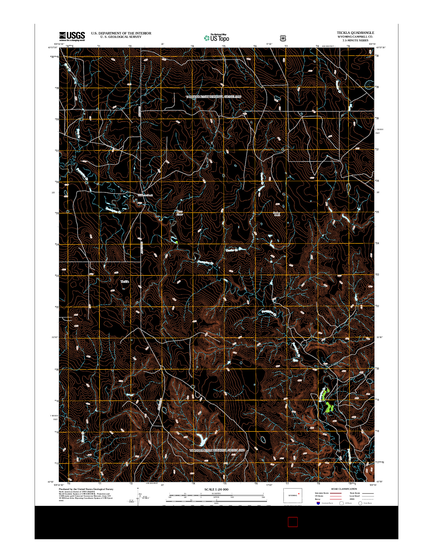 USGS US TOPO 7.5-MINUTE MAP FOR TECKLA, WY 2012