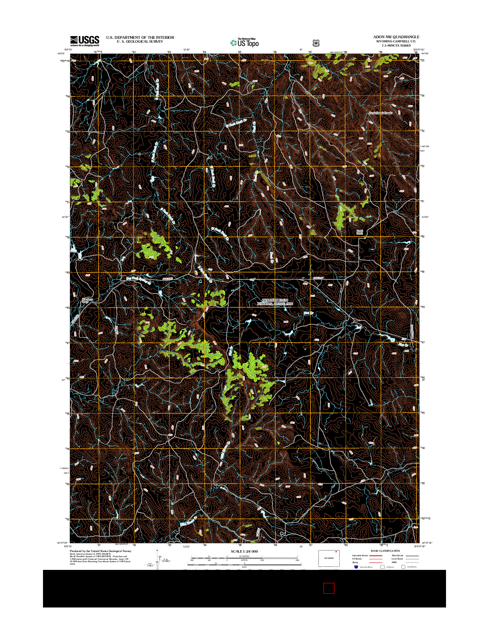 USGS US TOPO 7.5-MINUTE MAP FOR ADON NW, WY 2012