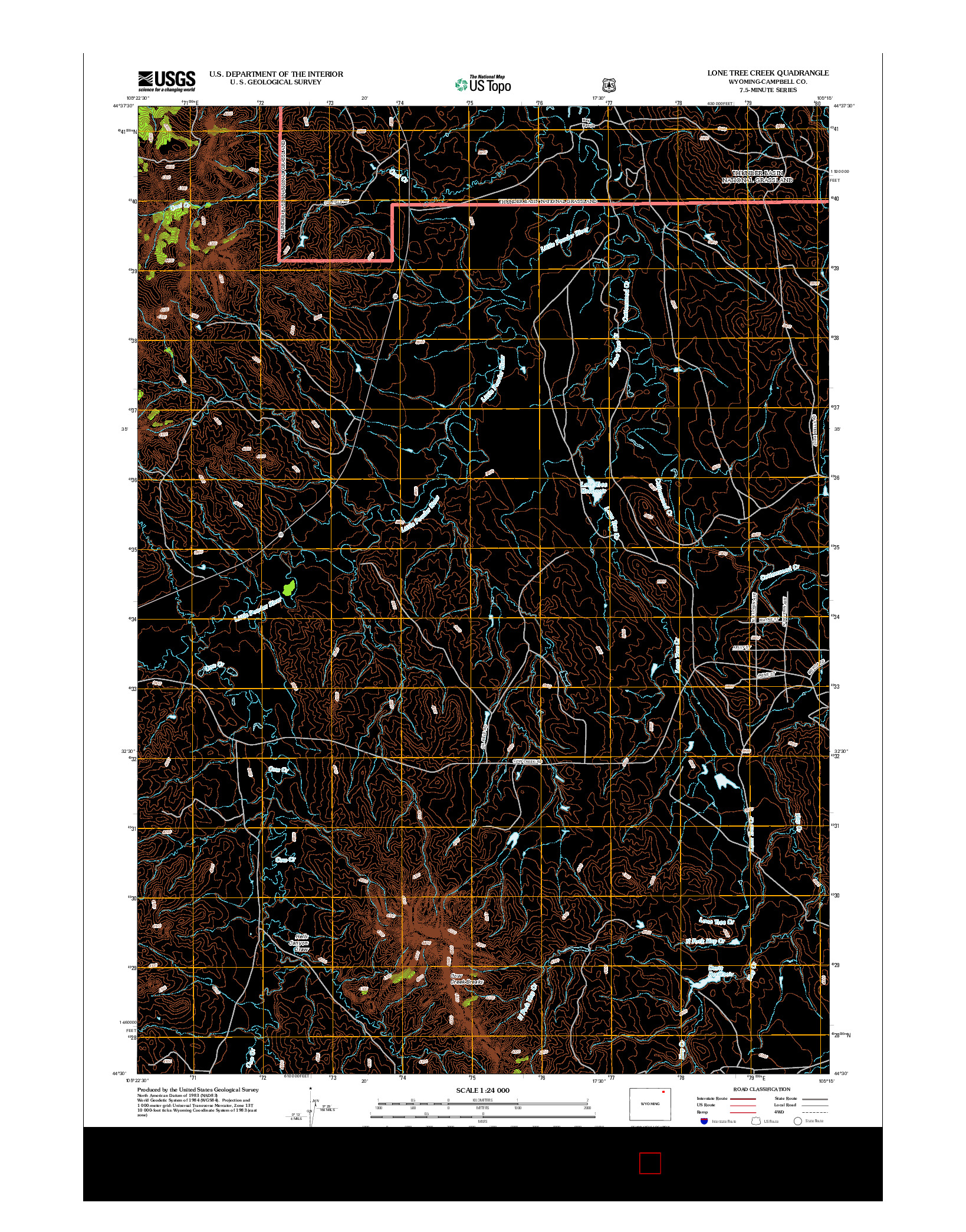 USGS US TOPO 7.5-MINUTE MAP FOR LONE TREE CREEK, WY 2012