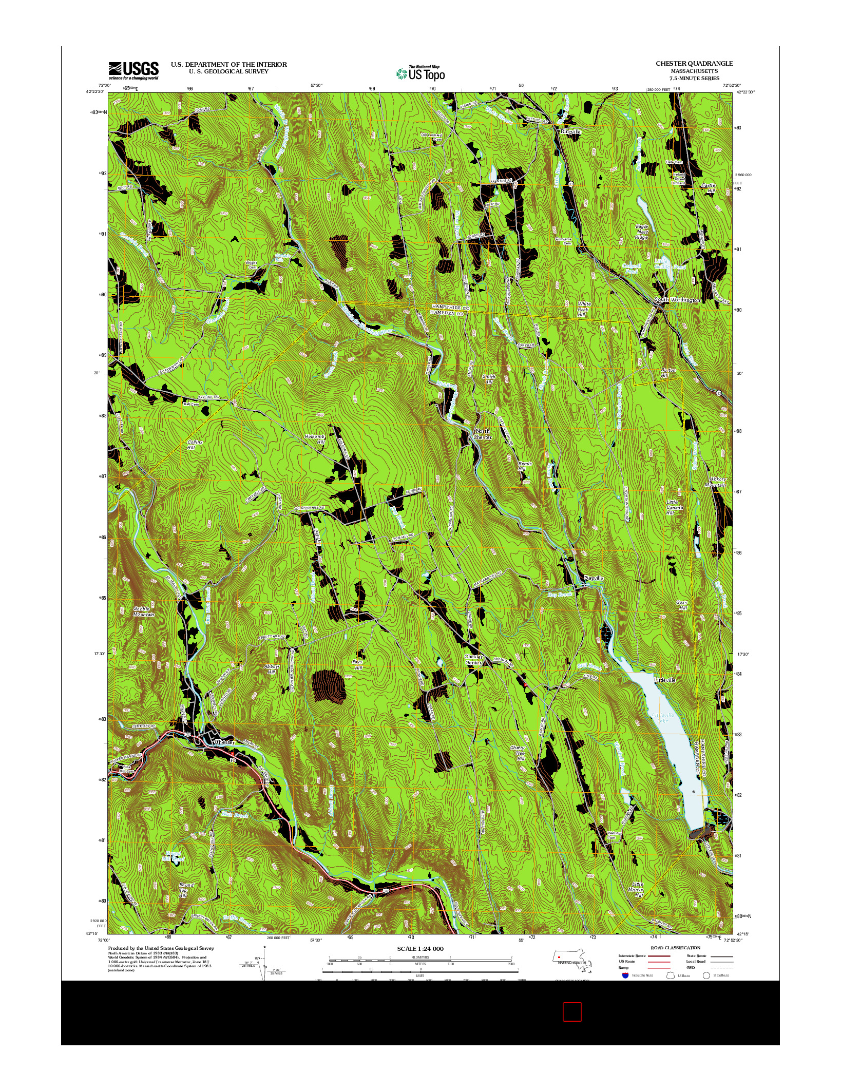 USGS US TOPO 7.5-MINUTE MAP FOR CHESTER, MA 2012