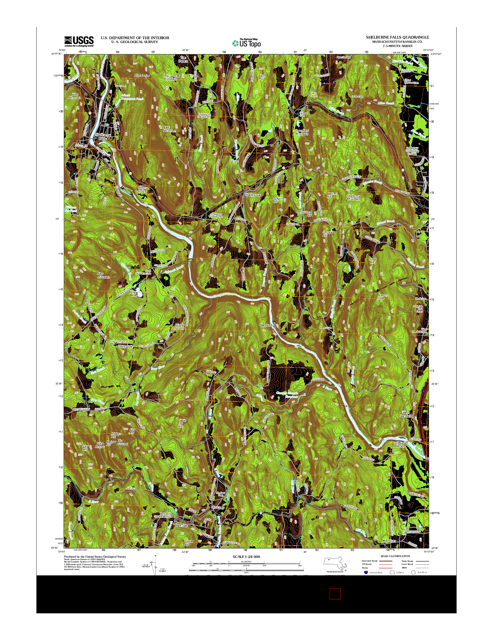 USGS US TOPO 7.5-MINUTE MAP FOR SHELBURNE FALLS, MA 2012