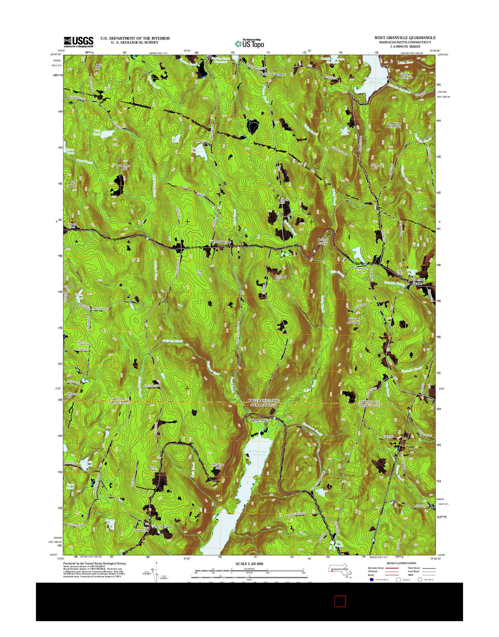 USGS US TOPO 7.5-MINUTE MAP FOR WEST GRANVILLE, MA-CT 2012