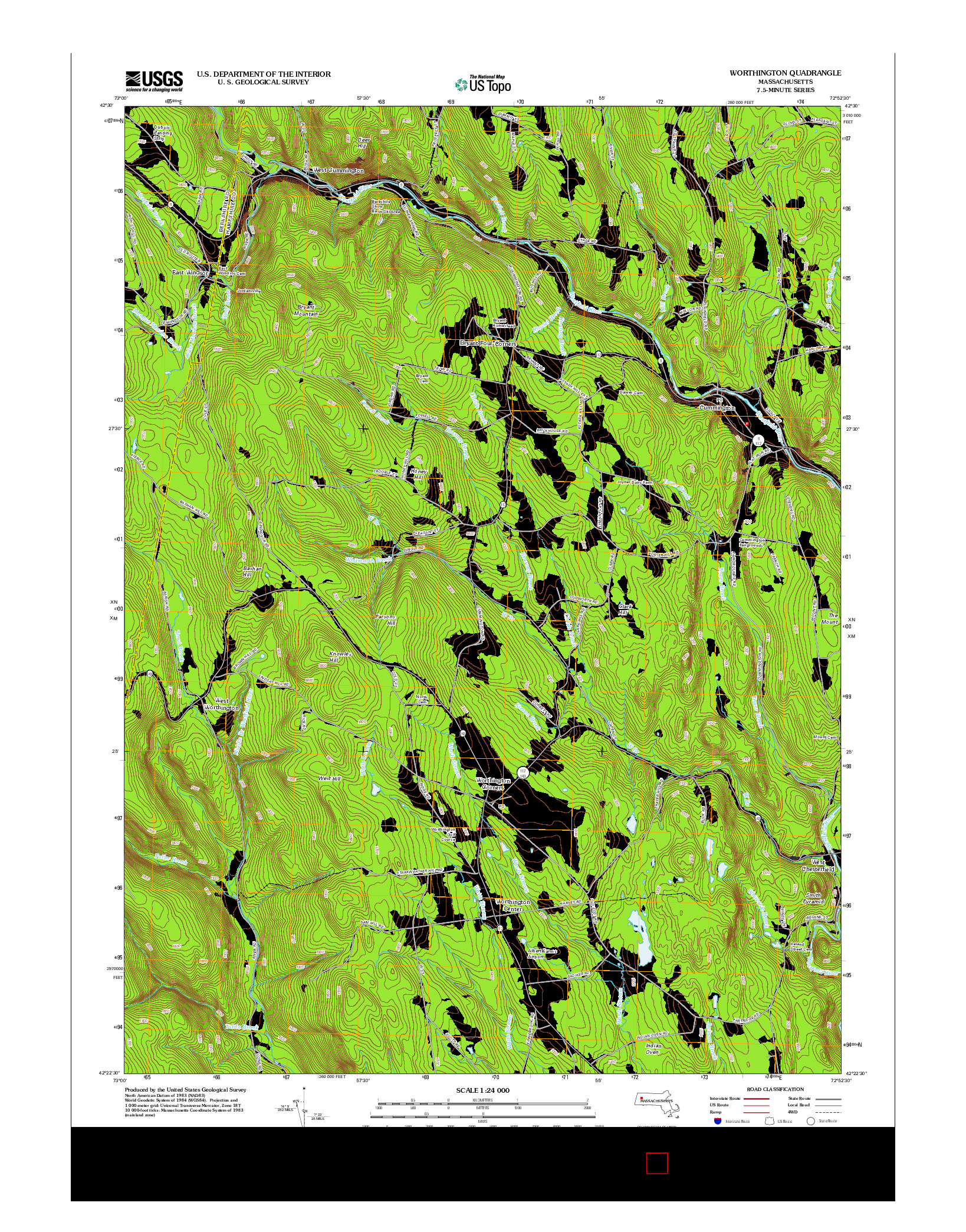 USGS US TOPO 7.5-MINUTE MAP FOR WORTHINGTON, MA 2012