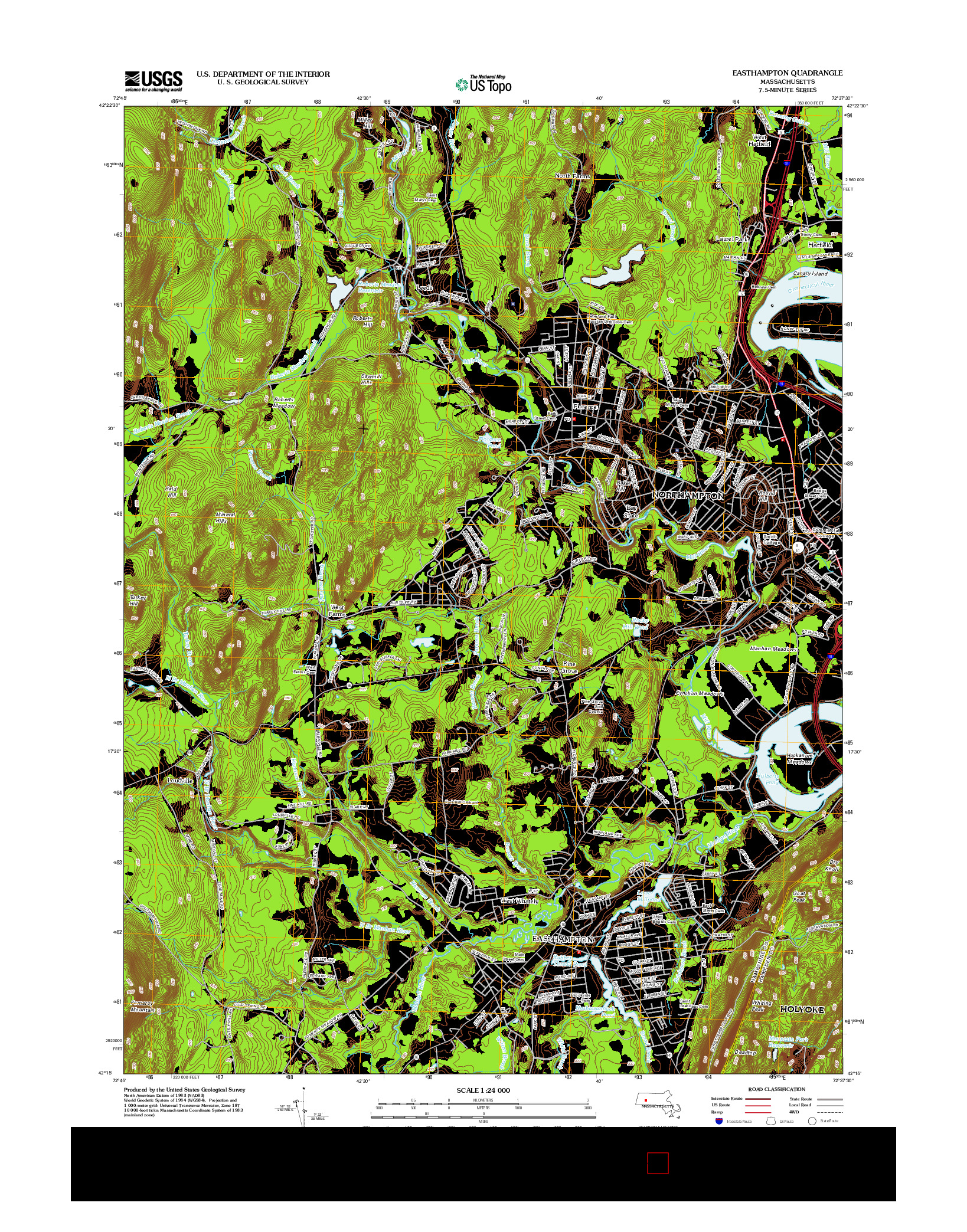 USGS US TOPO 7.5-MINUTE MAP FOR EASTHAMPTON, MA 2012