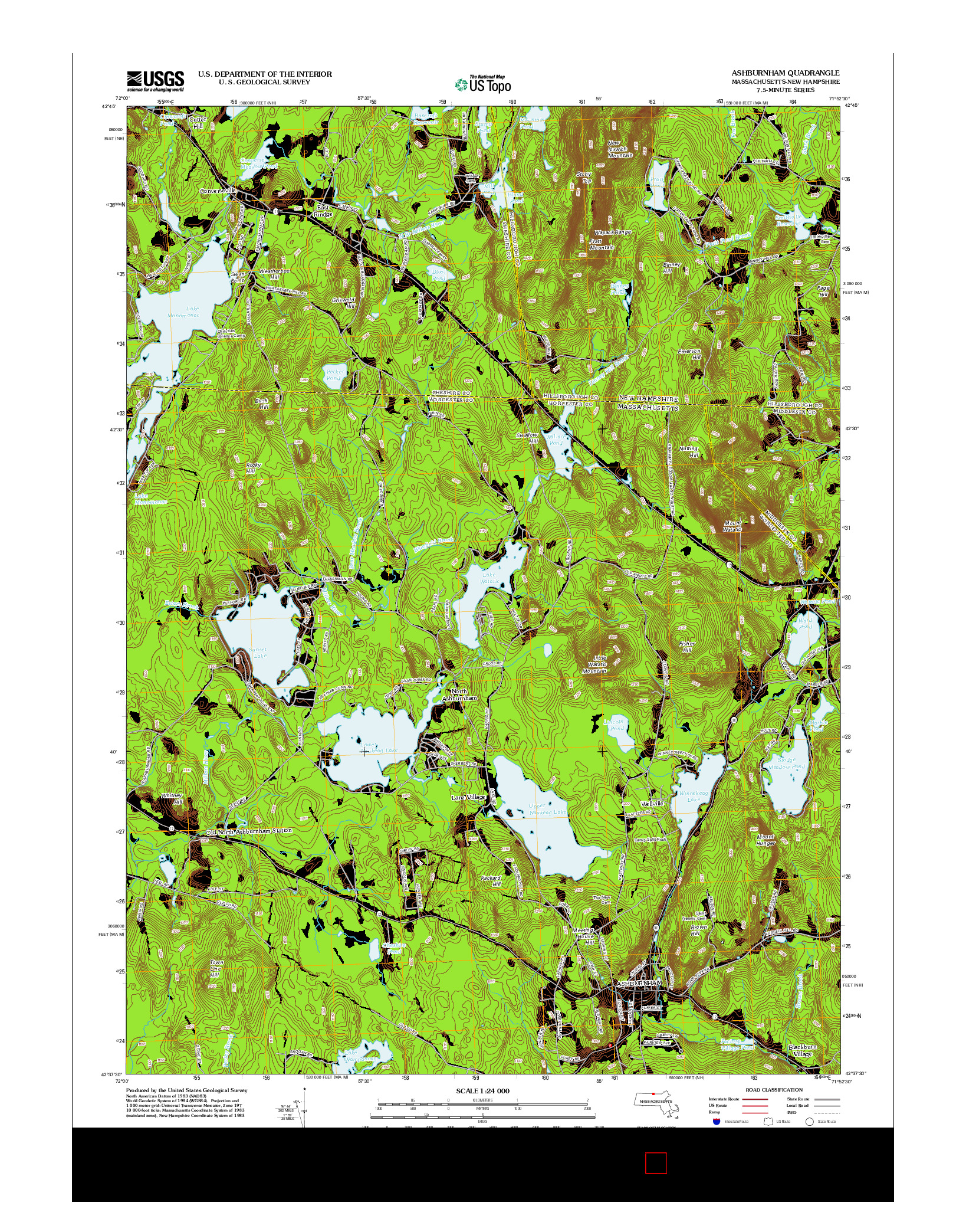 USGS US TOPO 7.5-MINUTE MAP FOR ASHBURNHAM, MA-NH 2012