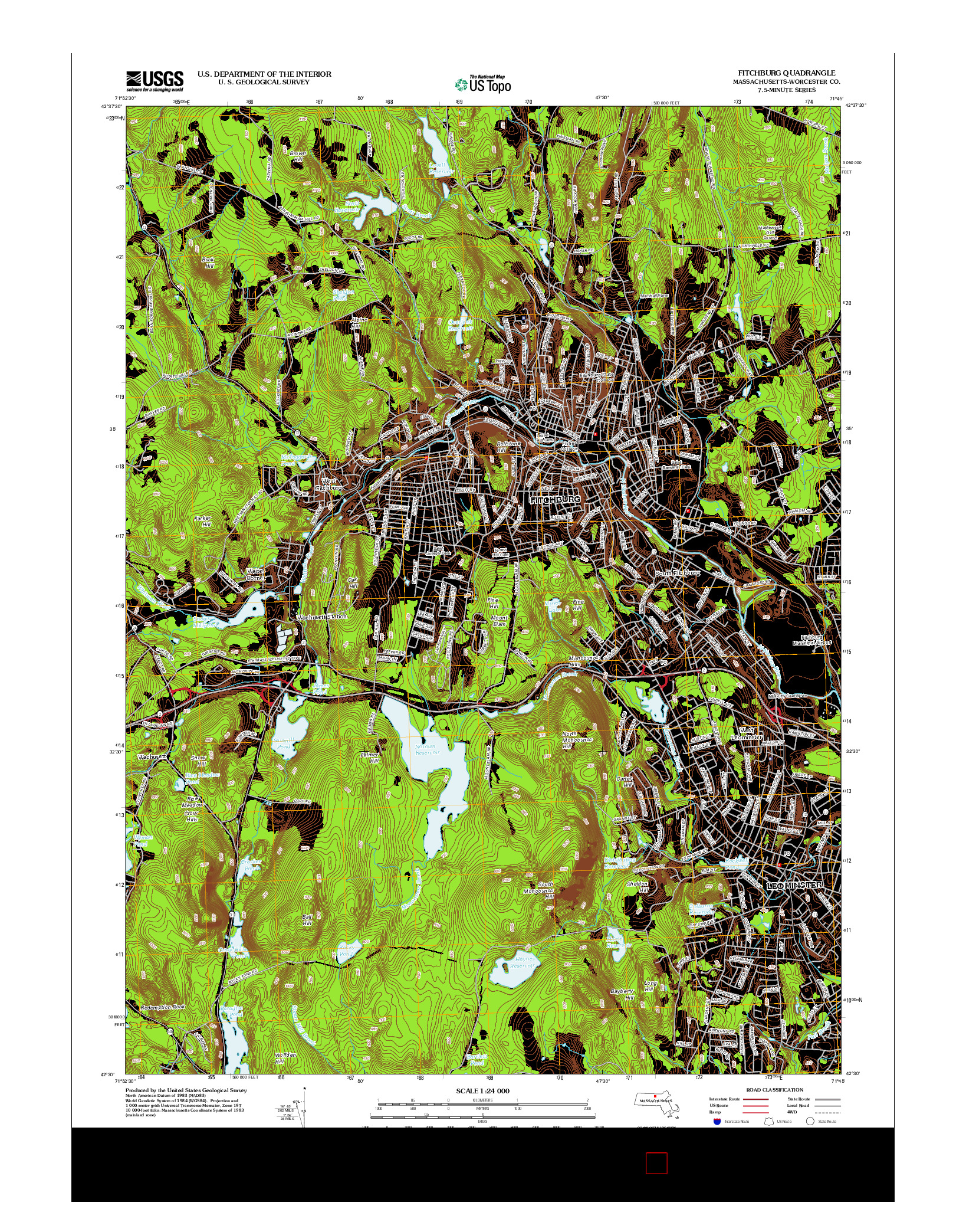 USGS US TOPO 7.5-MINUTE MAP FOR FITCHBURG, MA 2012