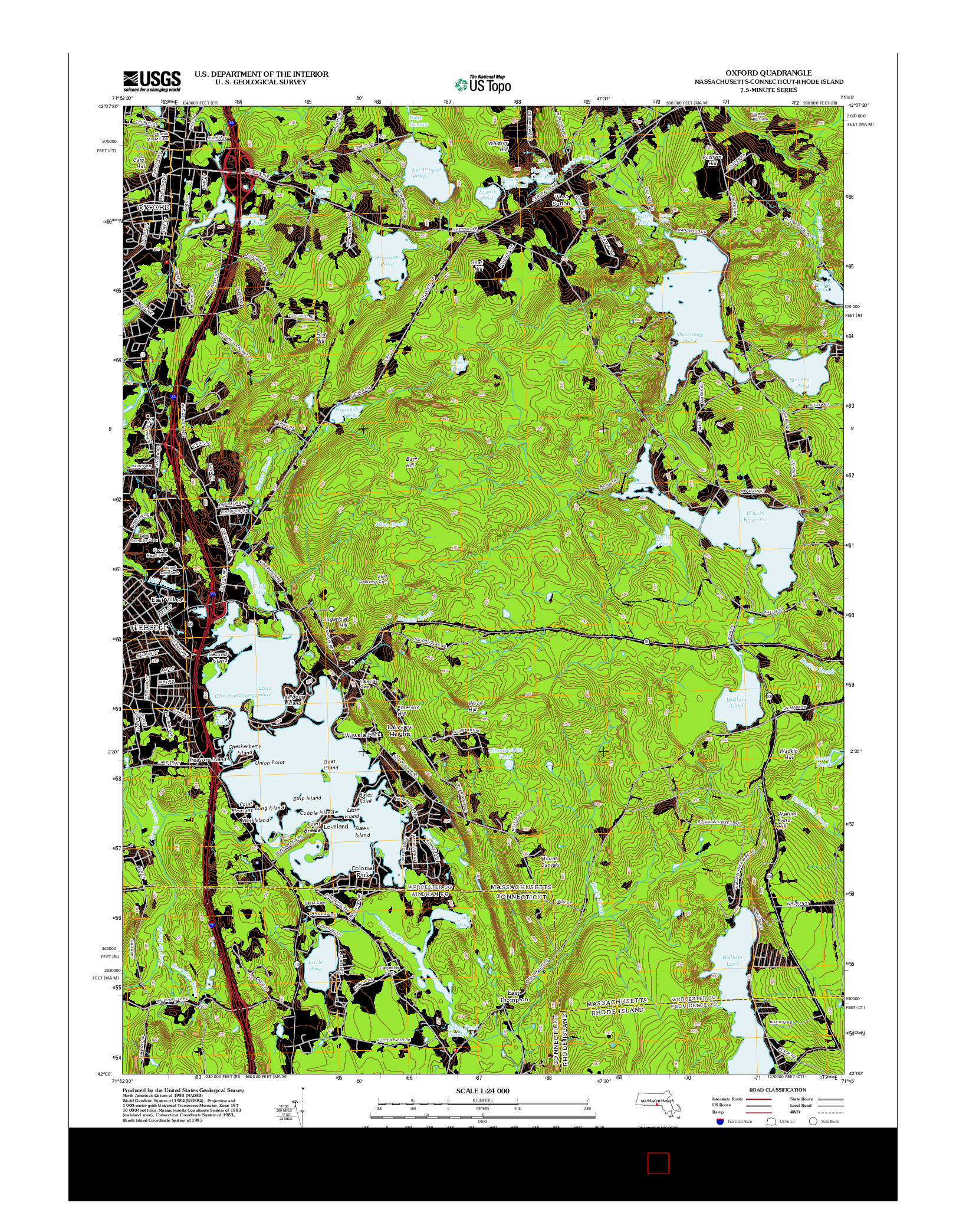 USGS US TOPO 7.5-MINUTE MAP FOR OXFORD, MA-CT-RI 2012