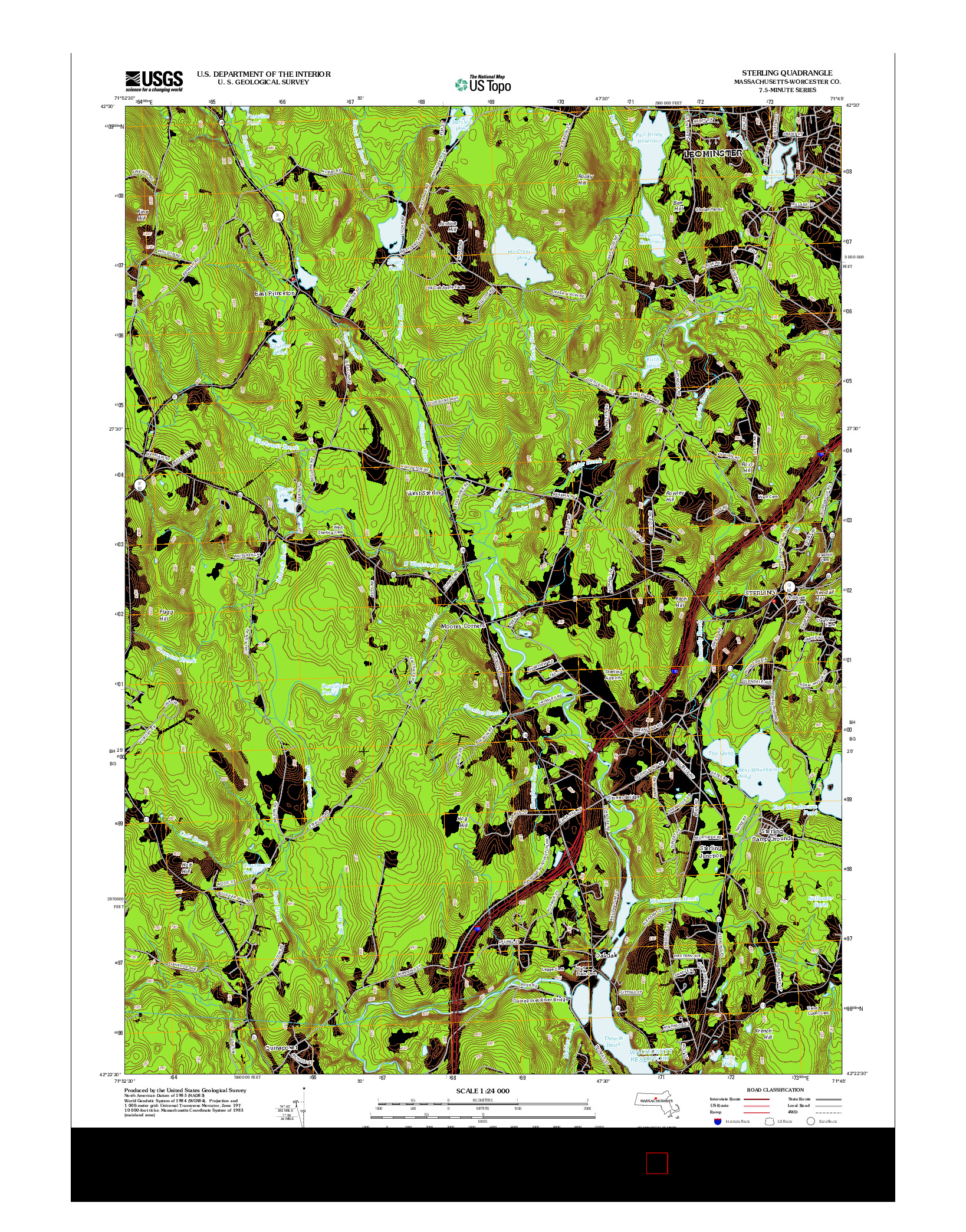 USGS US TOPO 7.5-MINUTE MAP FOR STERLING, MA 2012