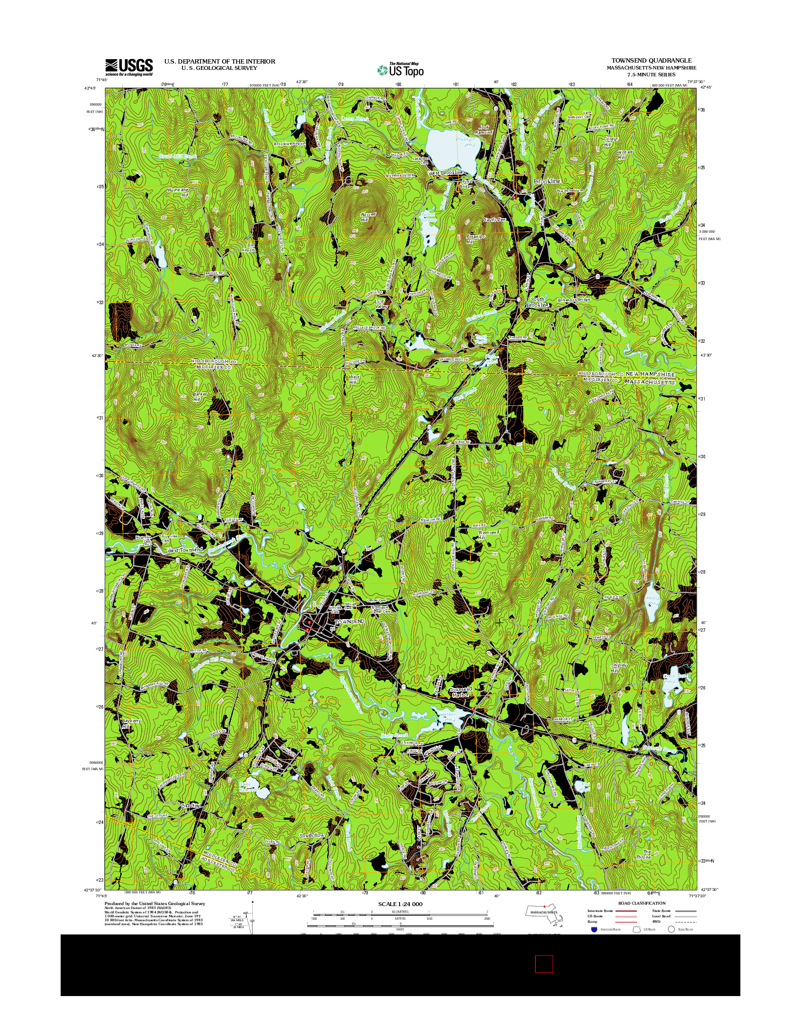 USGS US TOPO 7.5-MINUTE MAP FOR TOWNSEND, MA-NH 2012