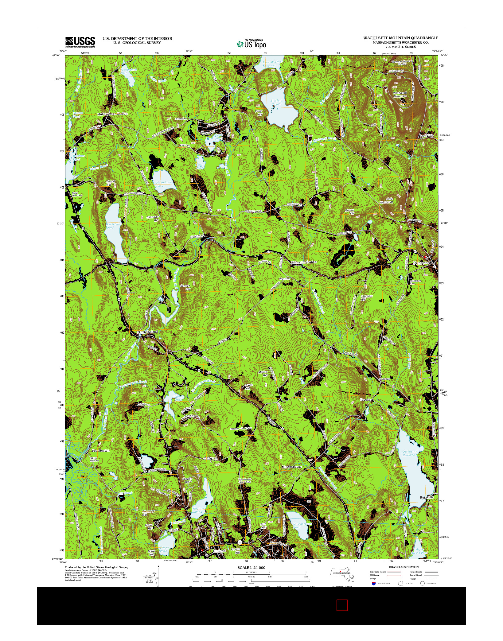 USGS US TOPO 7.5-MINUTE MAP FOR WACHUSETT MOUNTAIN, MA 2012