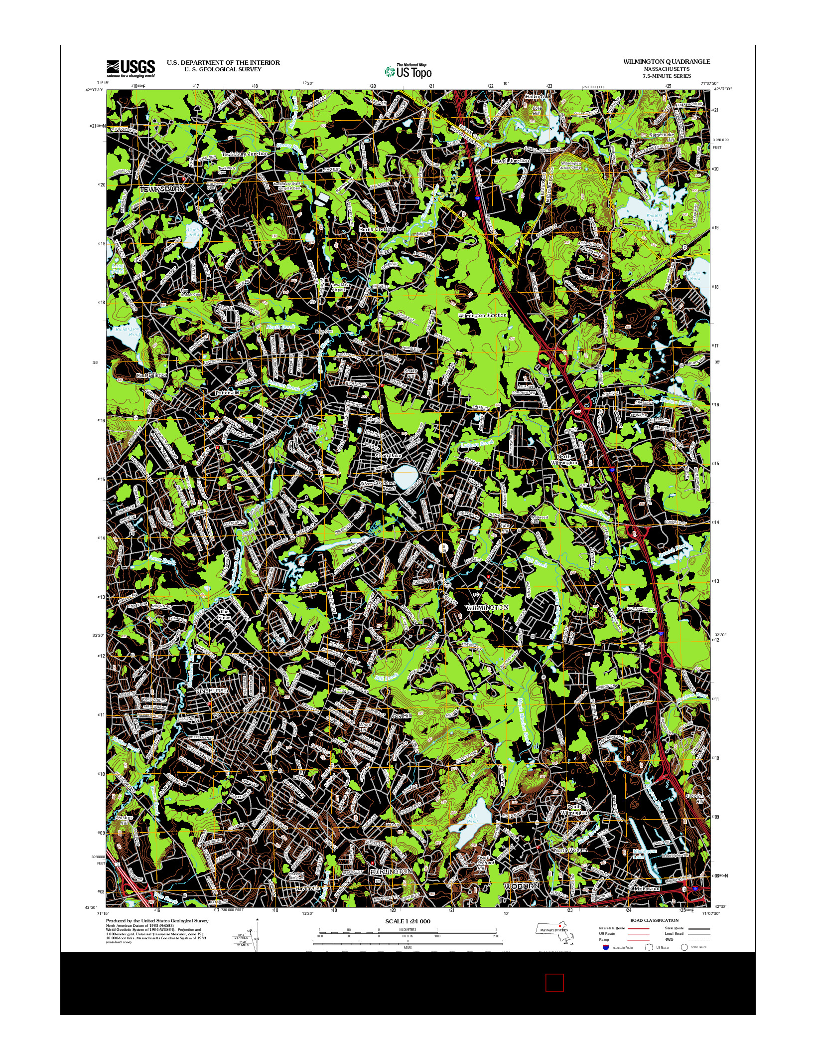 USGS US TOPO 7.5-MINUTE MAP FOR WILMINGTON, MA 2012