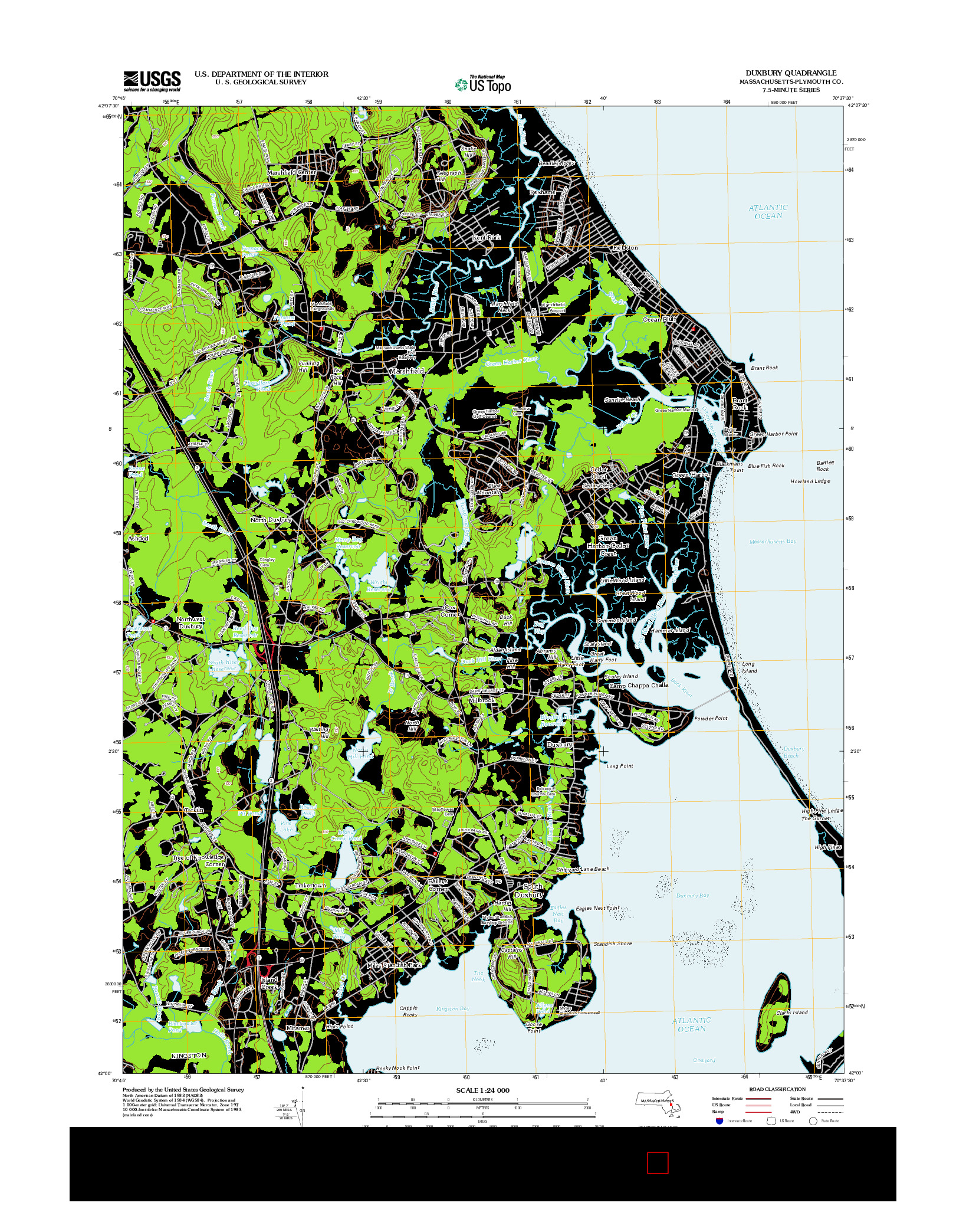 USGS US TOPO 7.5-MINUTE MAP FOR DUXBURY, MA 2012