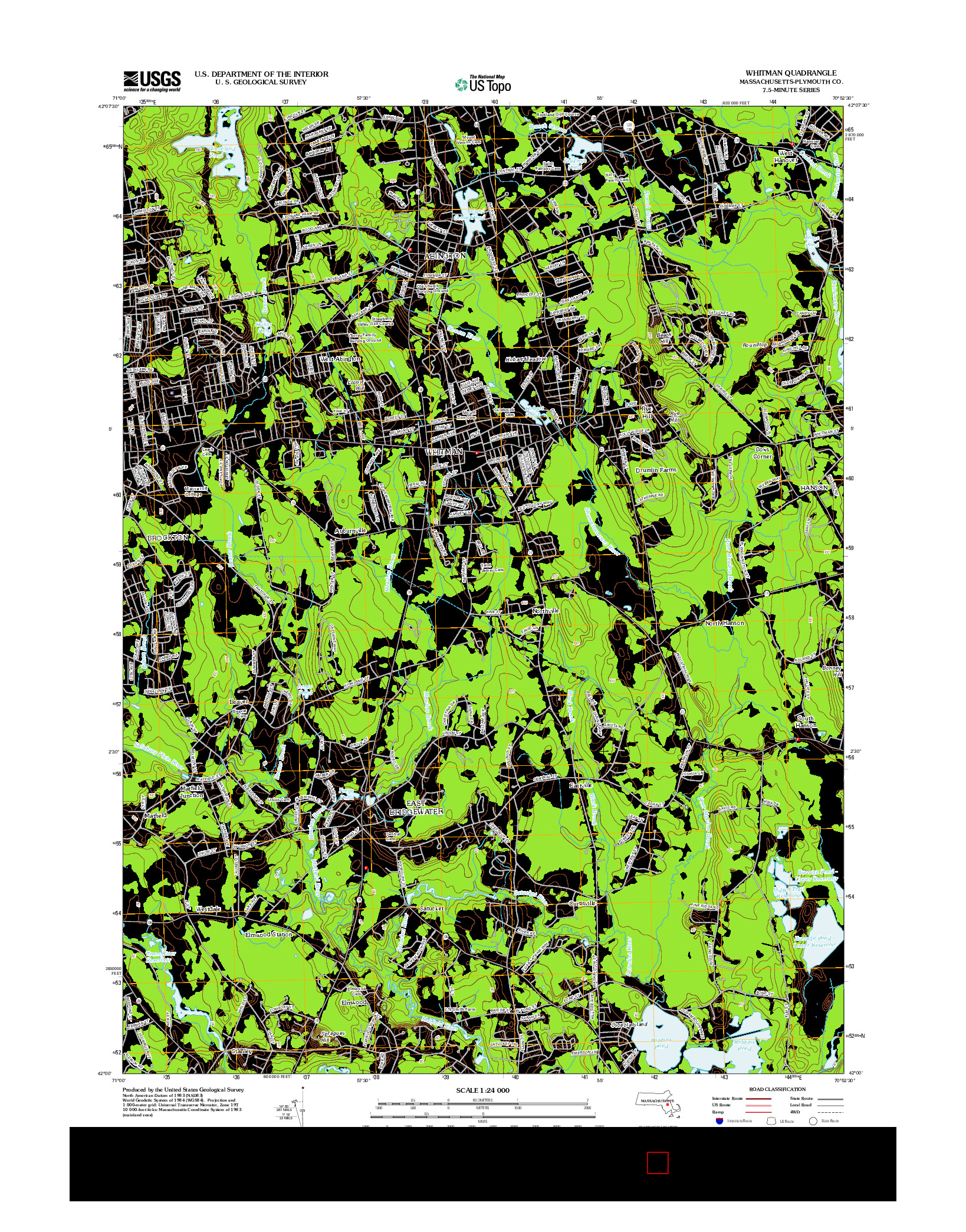 USGS US TOPO 7.5-MINUTE MAP FOR WHITMAN, MA 2012