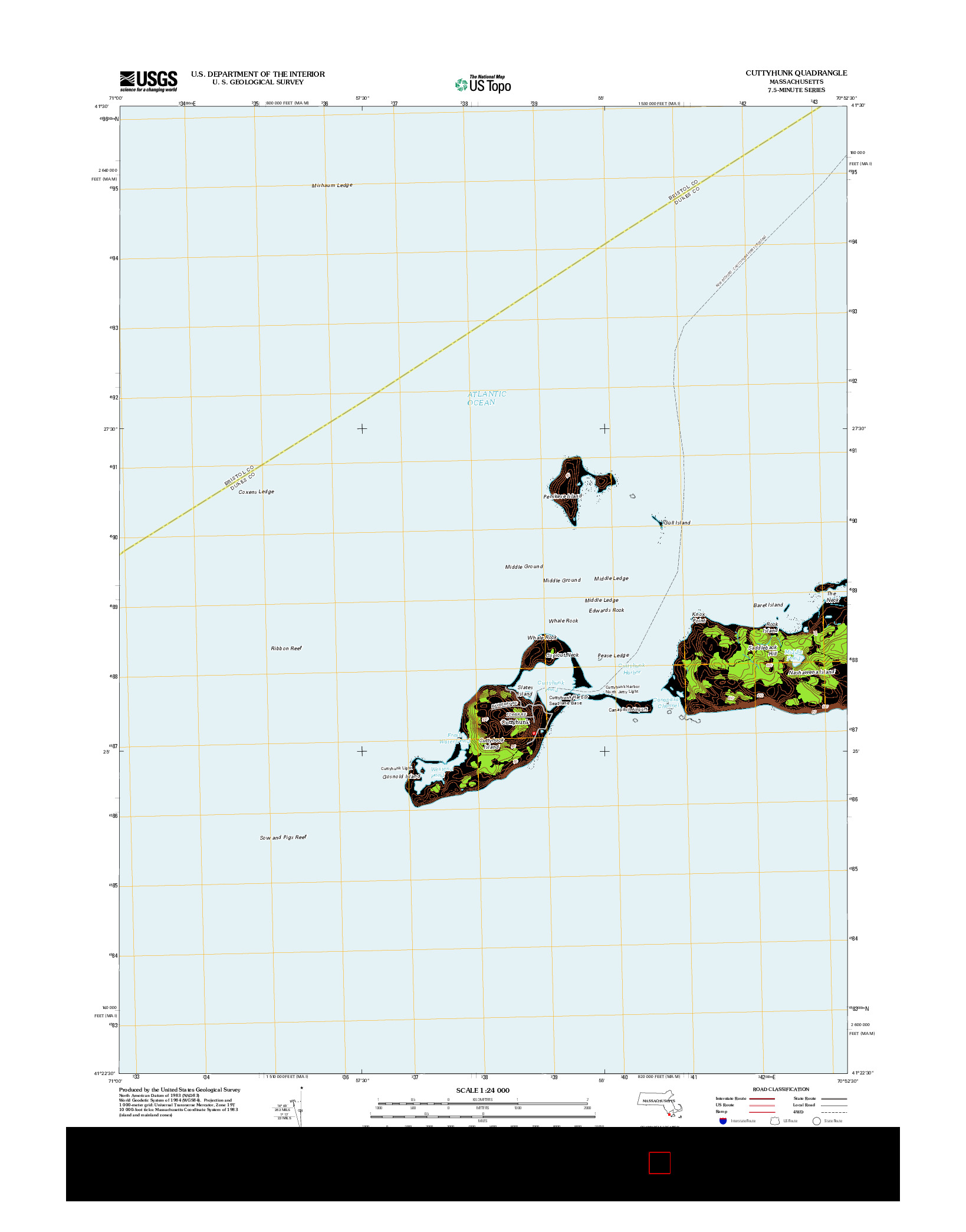 USGS US TOPO 7.5-MINUTE MAP FOR CUTTYHUNK, MA 2012