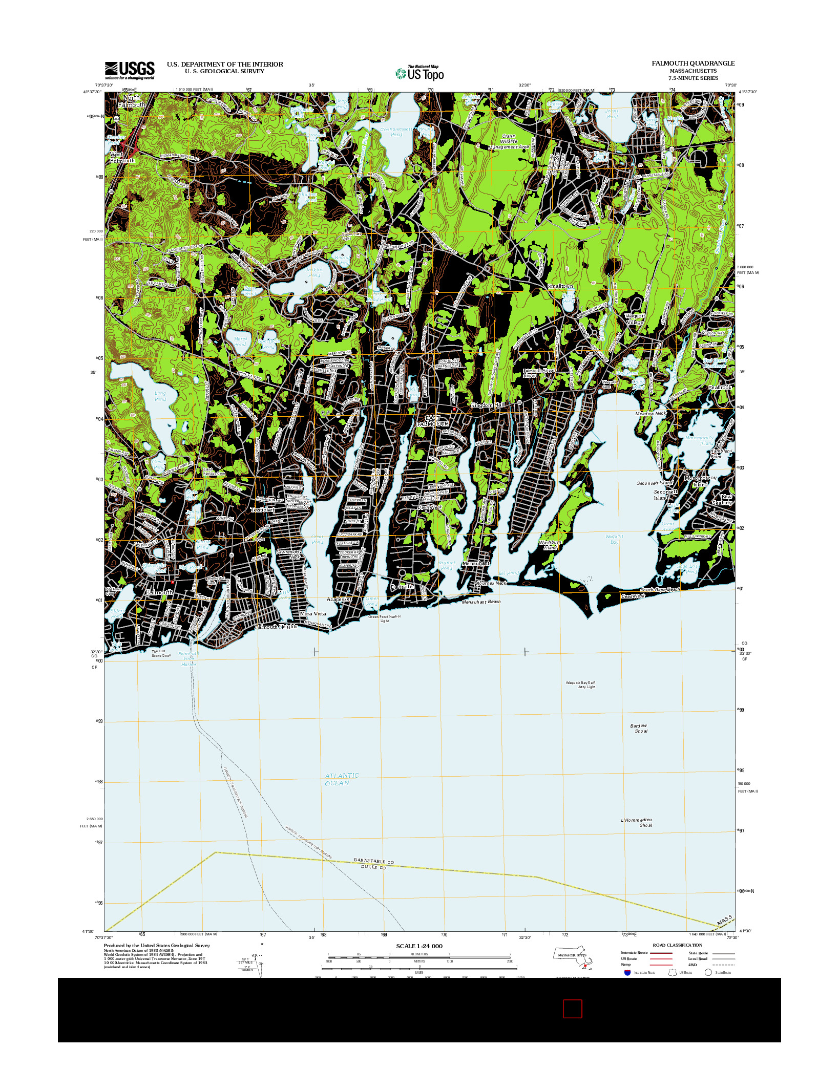 USGS US TOPO 7.5-MINUTE MAP FOR FALMOUTH, MA 2012