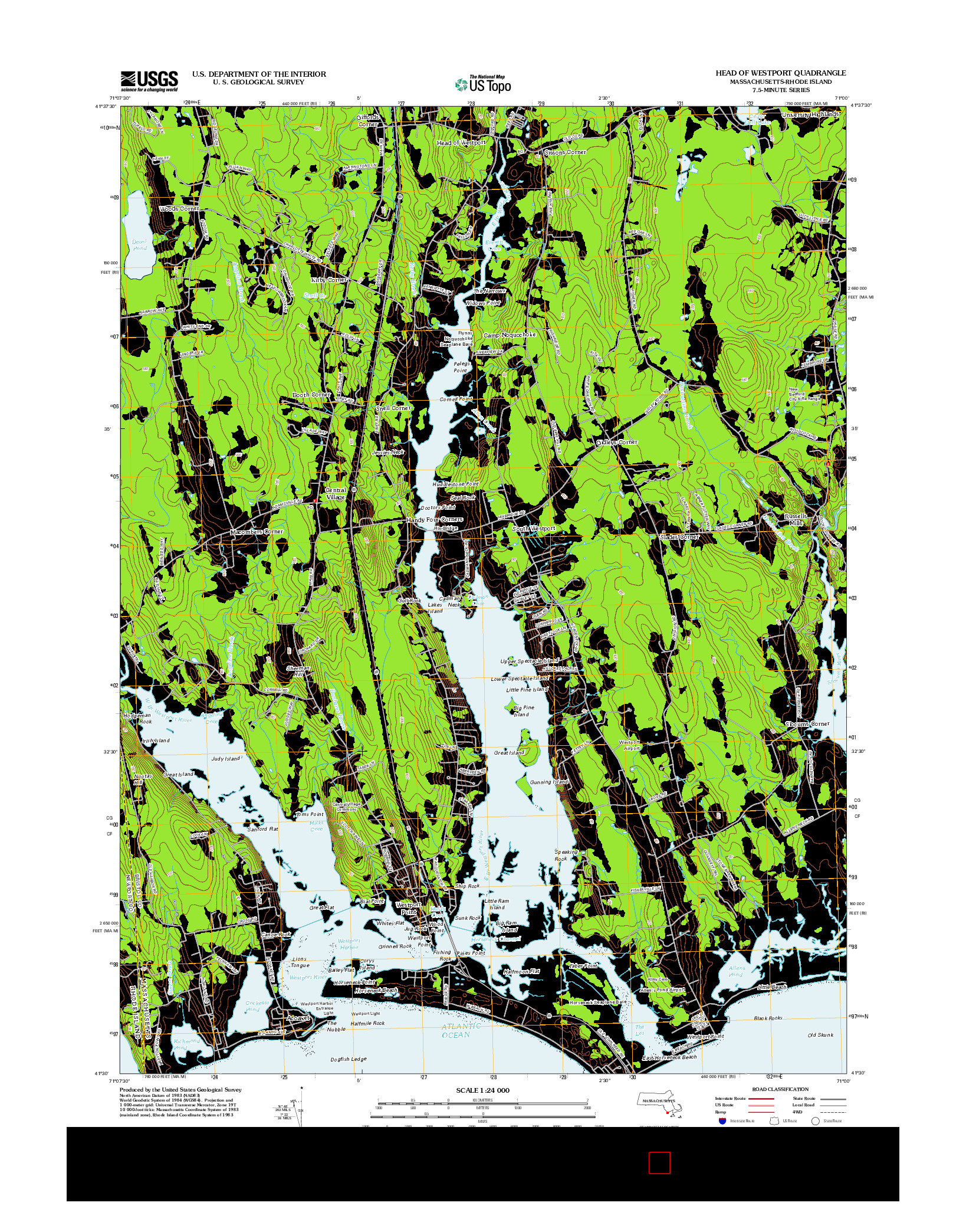 USGS US TOPO 7.5-MINUTE MAP FOR HEAD OF WESTPORT, MA-RI 2012