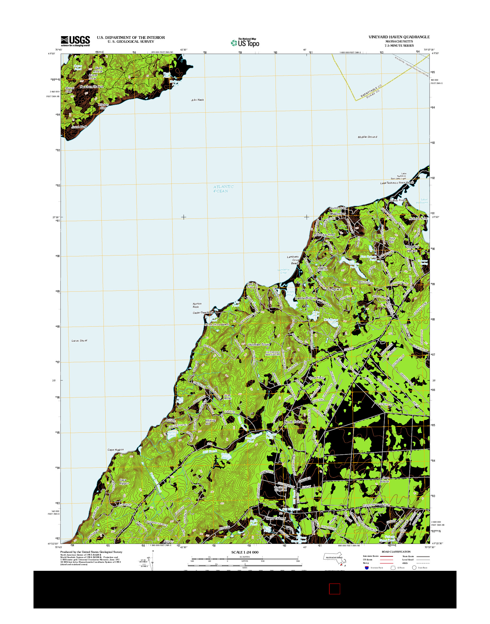 USGS US TOPO 7.5-MINUTE MAP FOR VINEYARD HAVEN, MA 2012