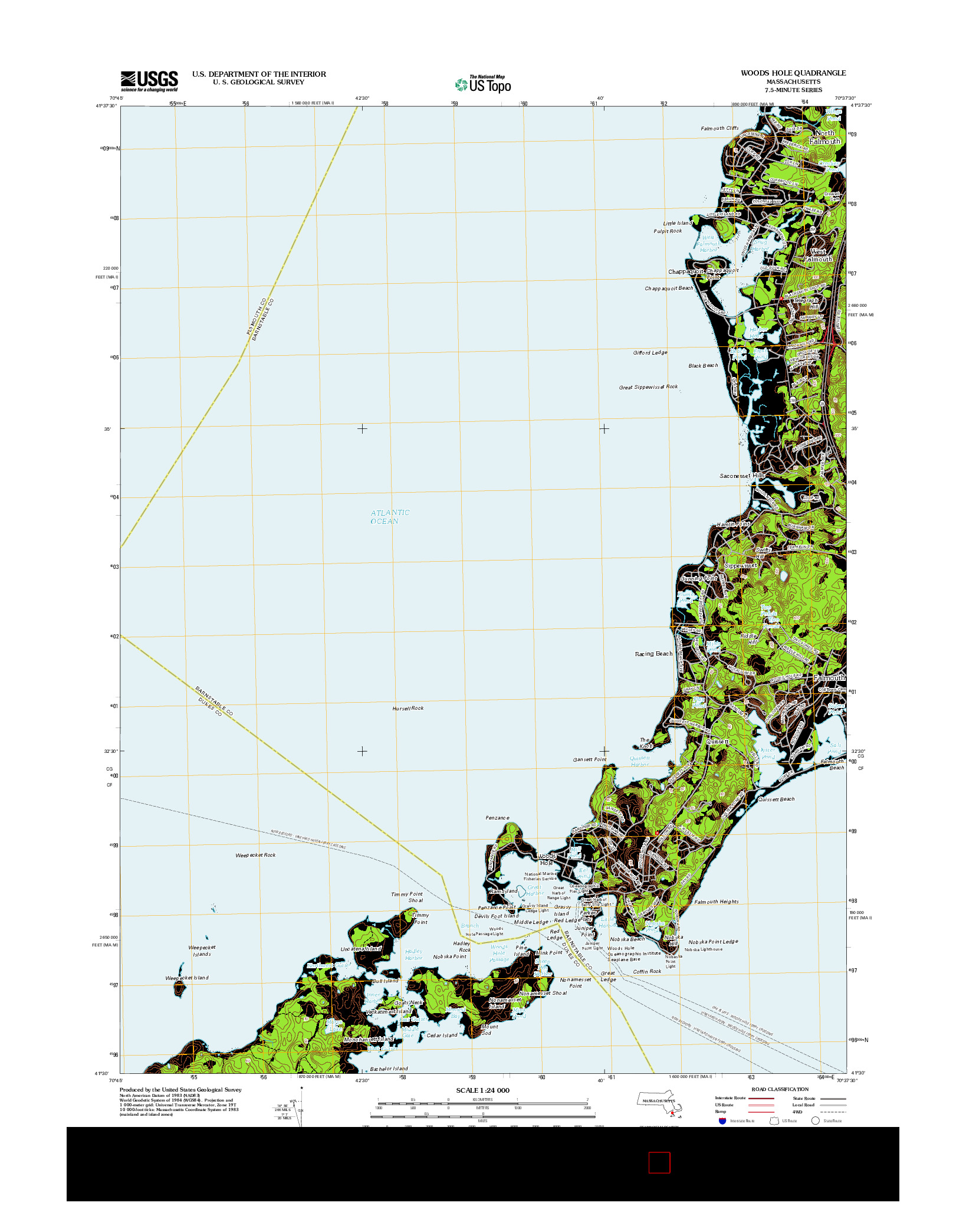 USGS US TOPO 7.5-MINUTE MAP FOR WOODS HOLE, MA 2012