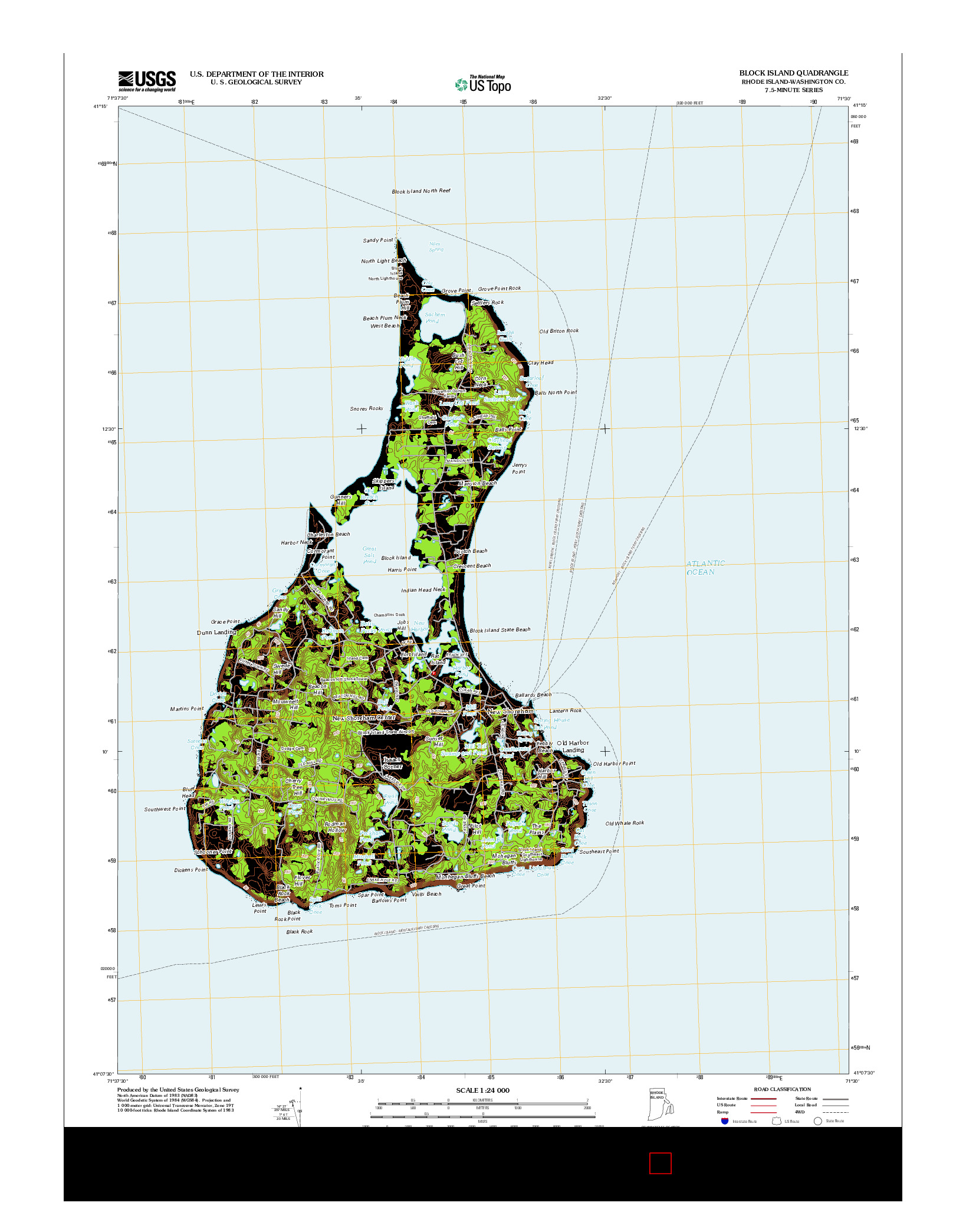 USGS US TOPO 7.5-MINUTE MAP FOR BLOCK ISLAND, RI 2012