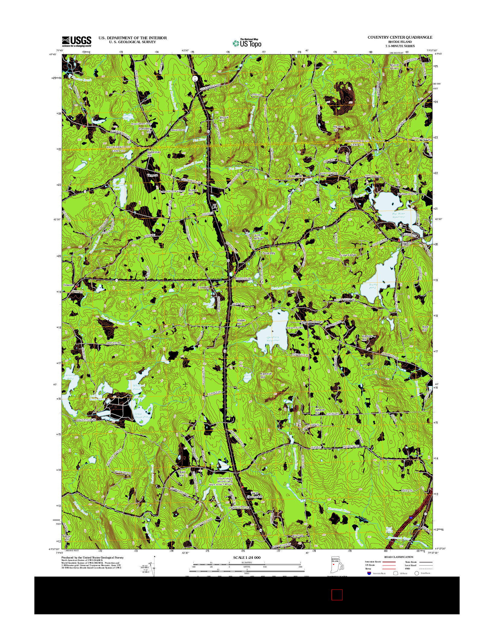 USGS US TOPO 7.5-MINUTE MAP FOR COVENTRY CENTER, RI 2012