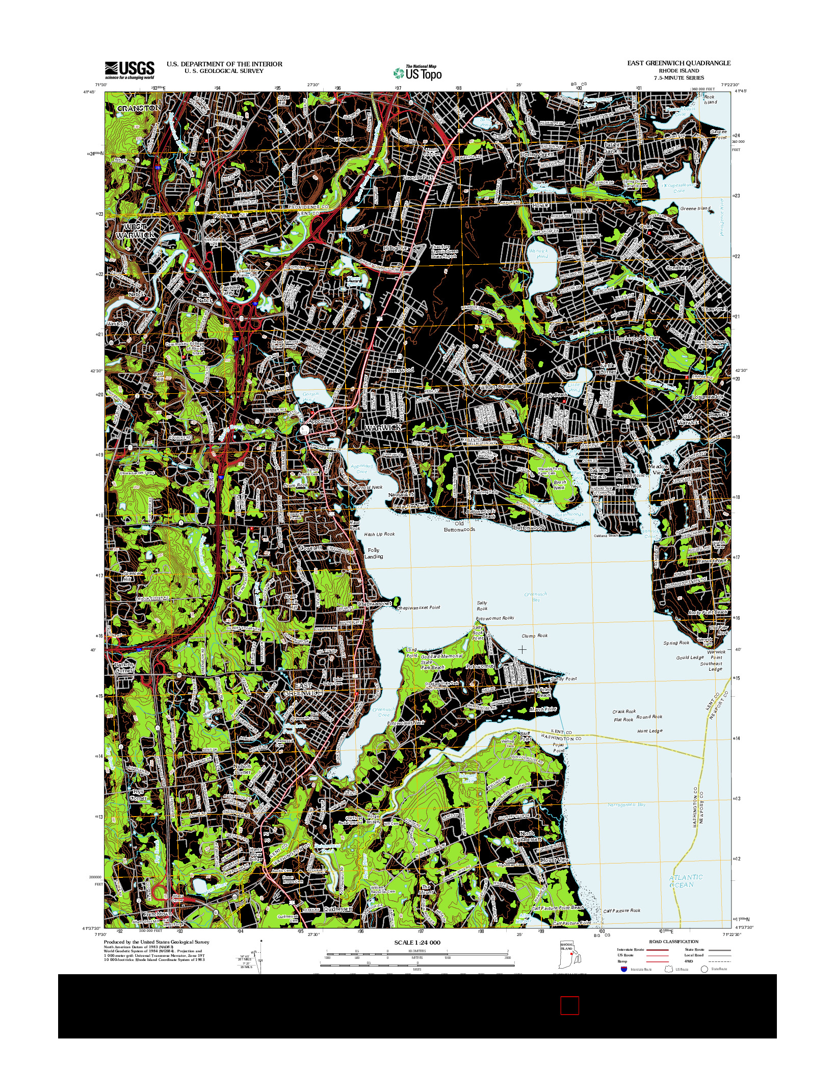 USGS US TOPO 7.5-MINUTE MAP FOR EAST GREENWICH, RI 2012