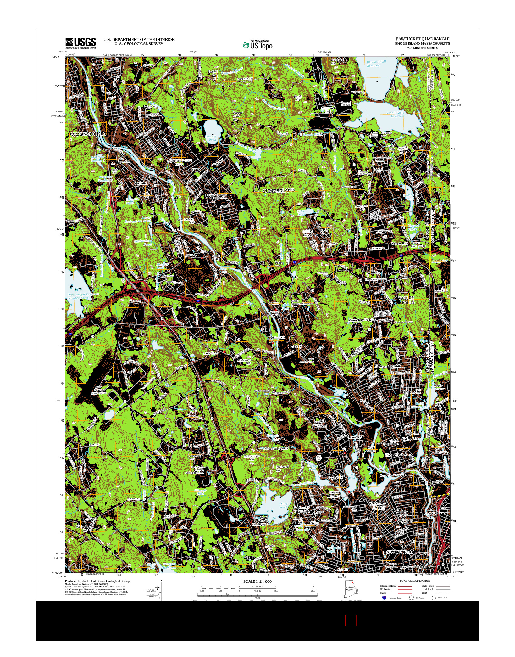 USGS US TOPO 7.5-MINUTE MAP FOR PAWTUCKET, RI-MA 2012