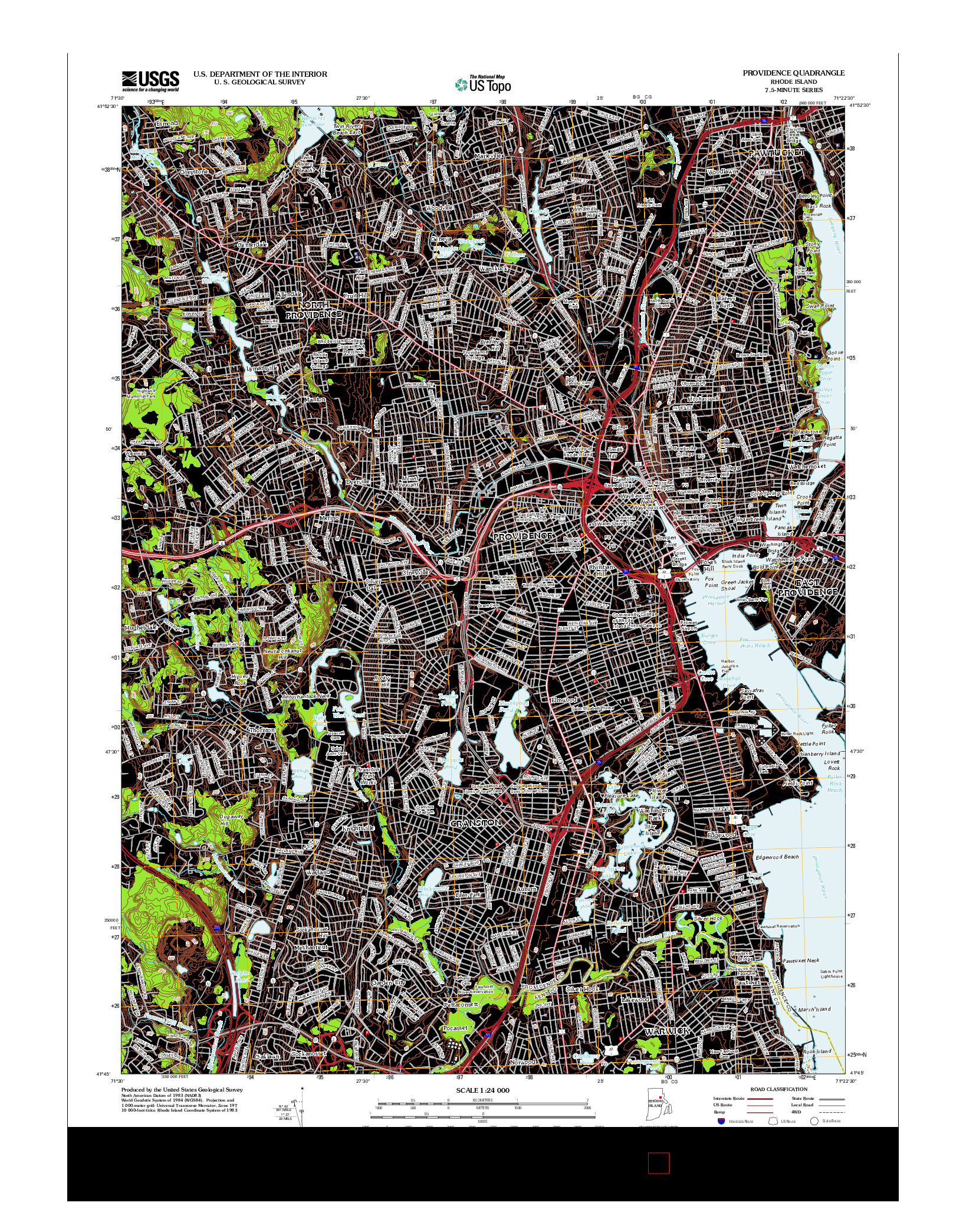 USGS US TOPO 7.5-MINUTE MAP FOR PROVIDENCE, RI 2012