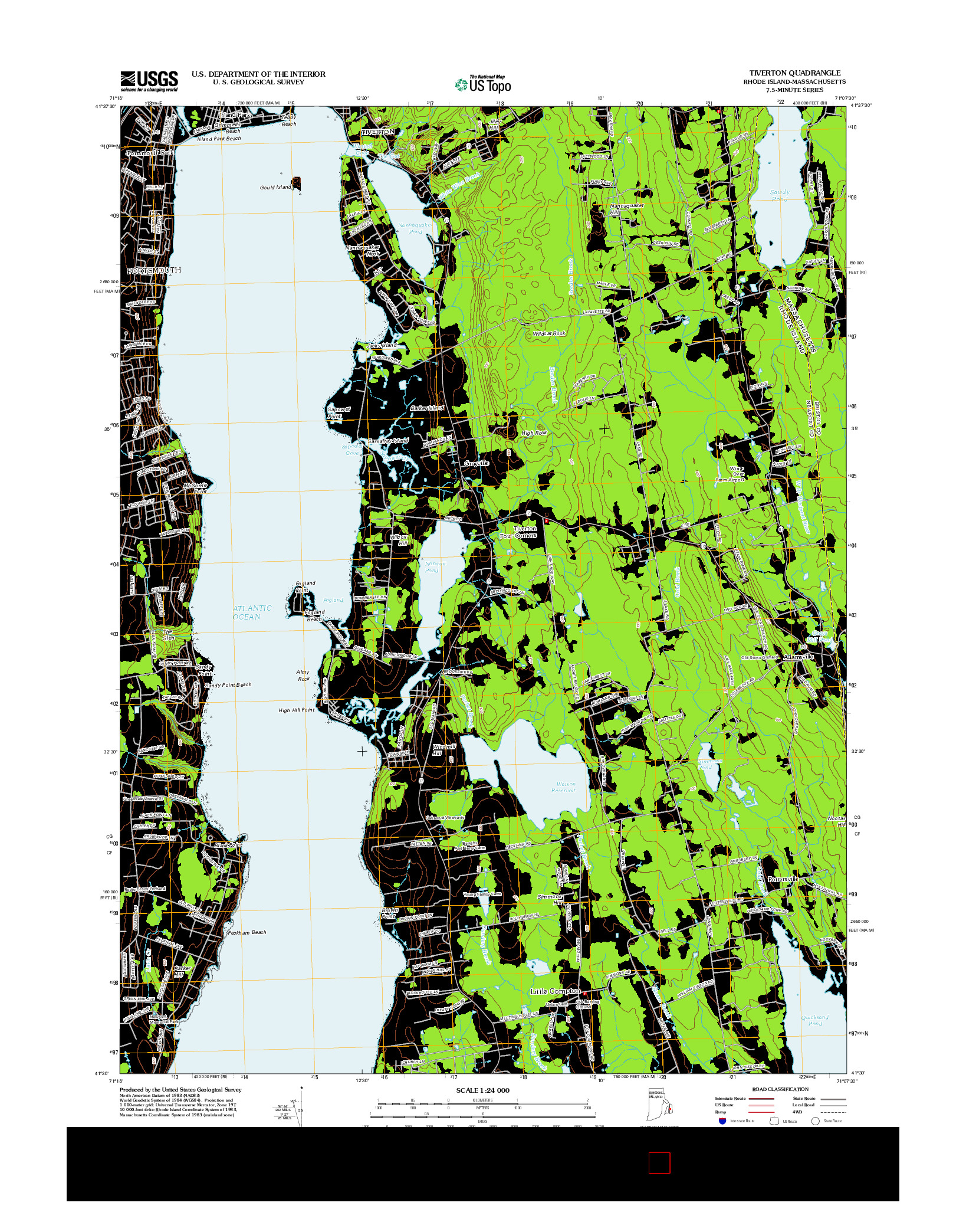 USGS US TOPO 7.5-MINUTE MAP FOR TIVERTON, RI-MA 2012