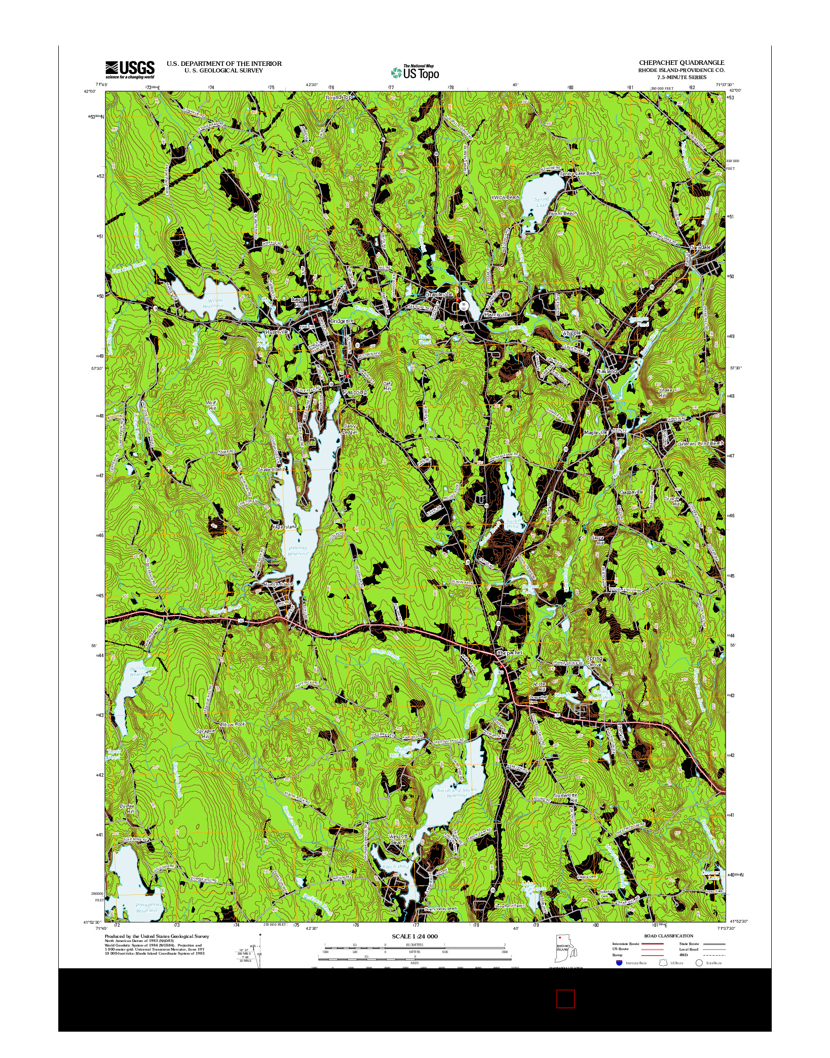 USGS US TOPO 7.5-MINUTE MAP FOR CHEPACHET, RI 2012