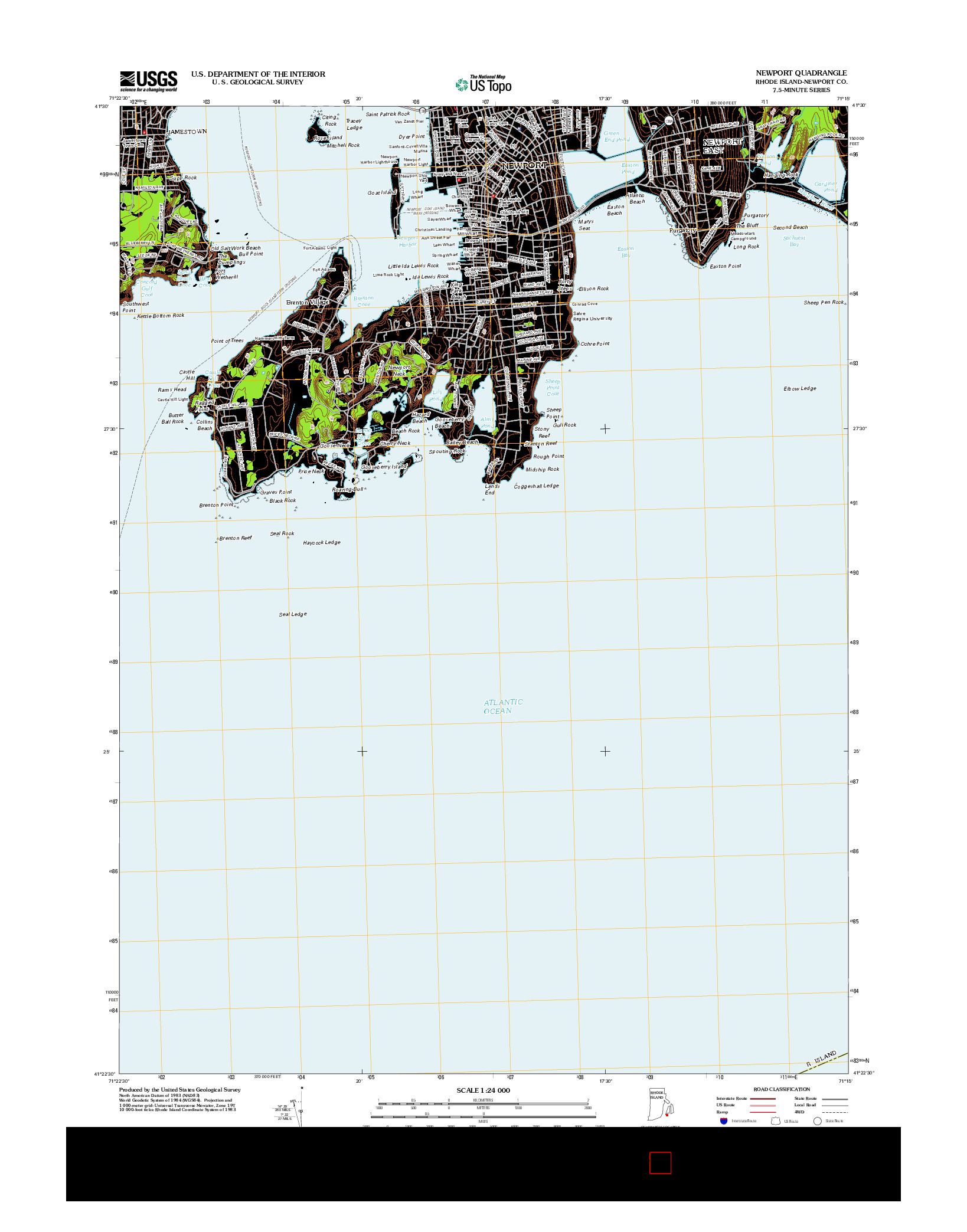 USGS US TOPO 7.5-MINUTE MAP FOR NEWPORT, RI 2012