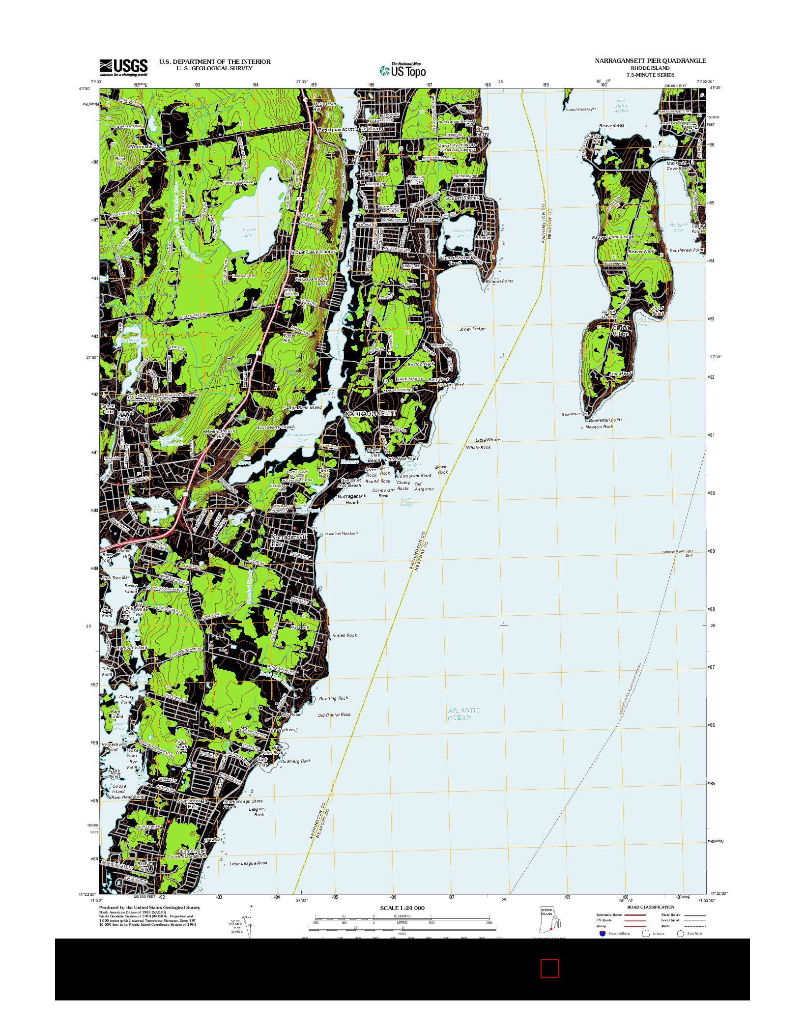 USGS US TOPO 7.5-MINUTE MAP FOR NARRAGANSETT PIER, RI 2012