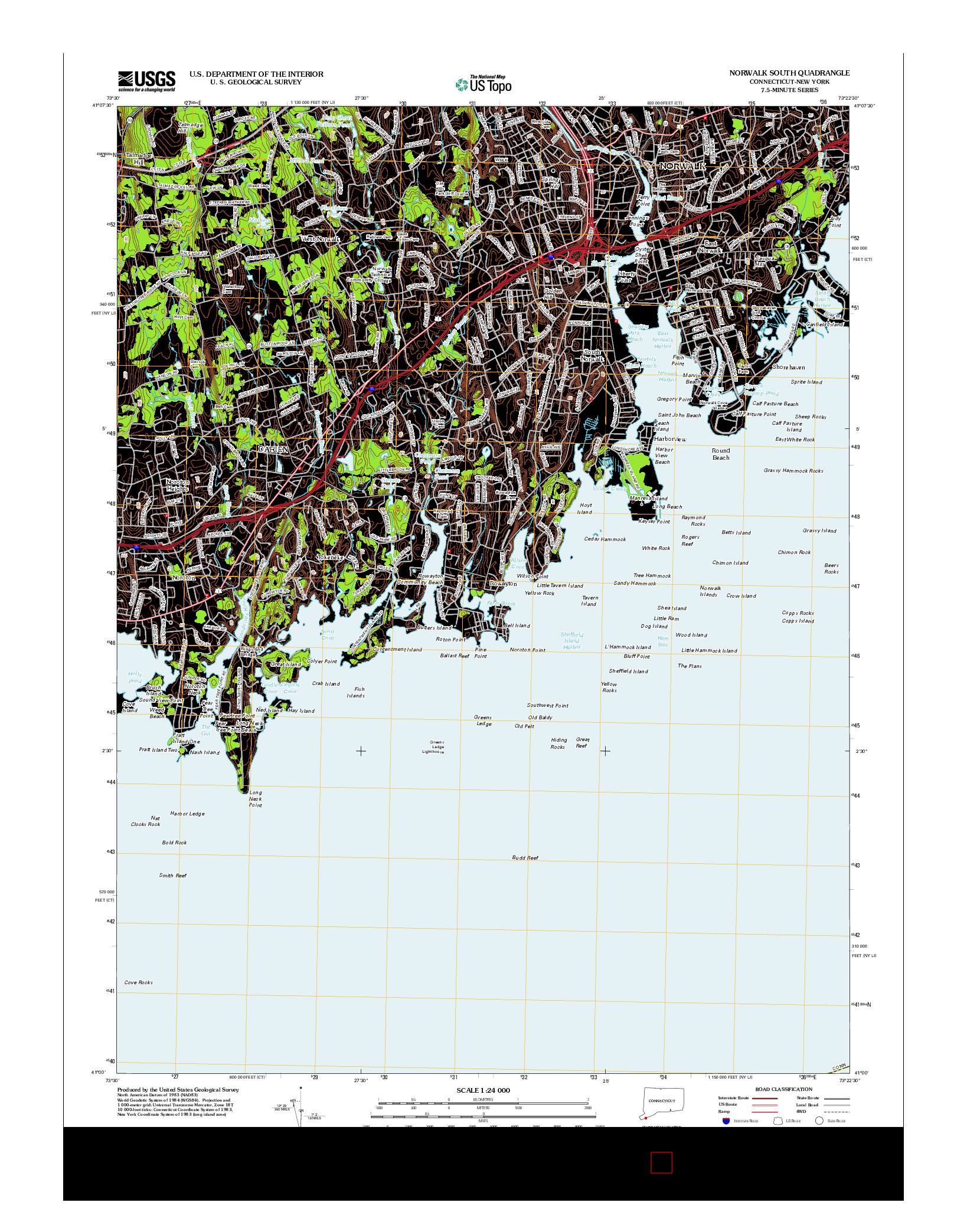 USGS US TOPO 7.5-MINUTE MAP FOR NORWALK SOUTH, CT-NY 2012