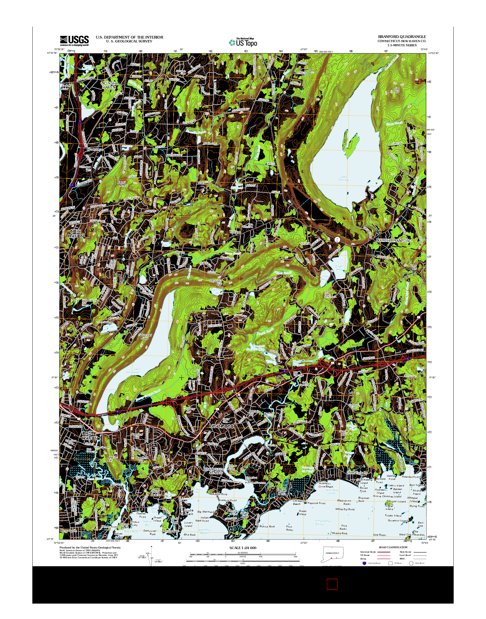 USGS US TOPO 7.5-MINUTE MAP FOR BRANFORD, CT 2012