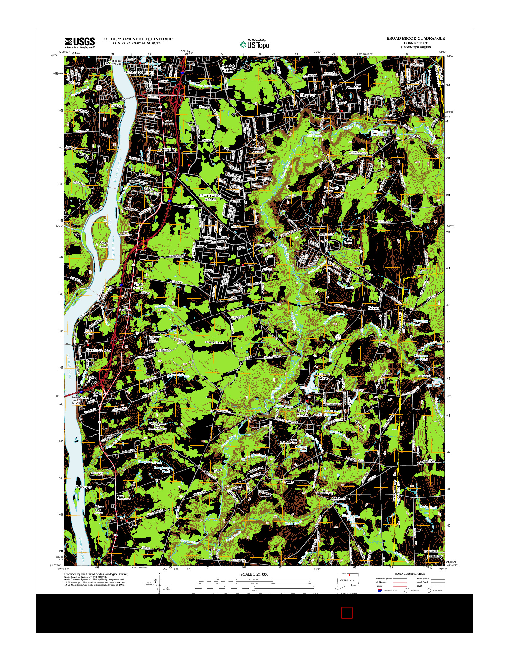 USGS US TOPO 7.5-MINUTE MAP FOR BROAD BROOK, CT 2012