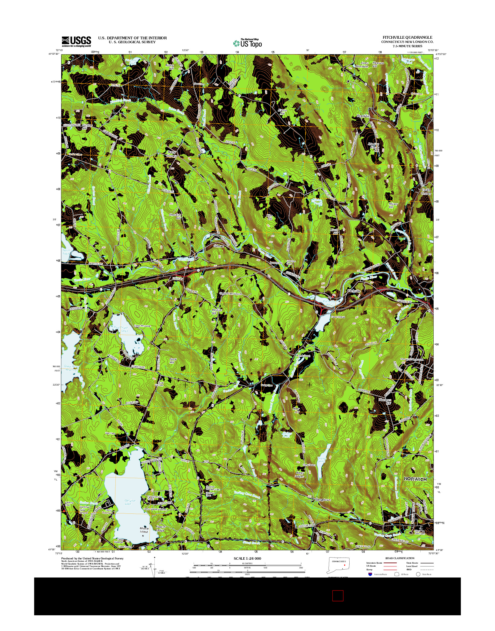 USGS US TOPO 7.5-MINUTE MAP FOR FITCHVILLE, CT 2012