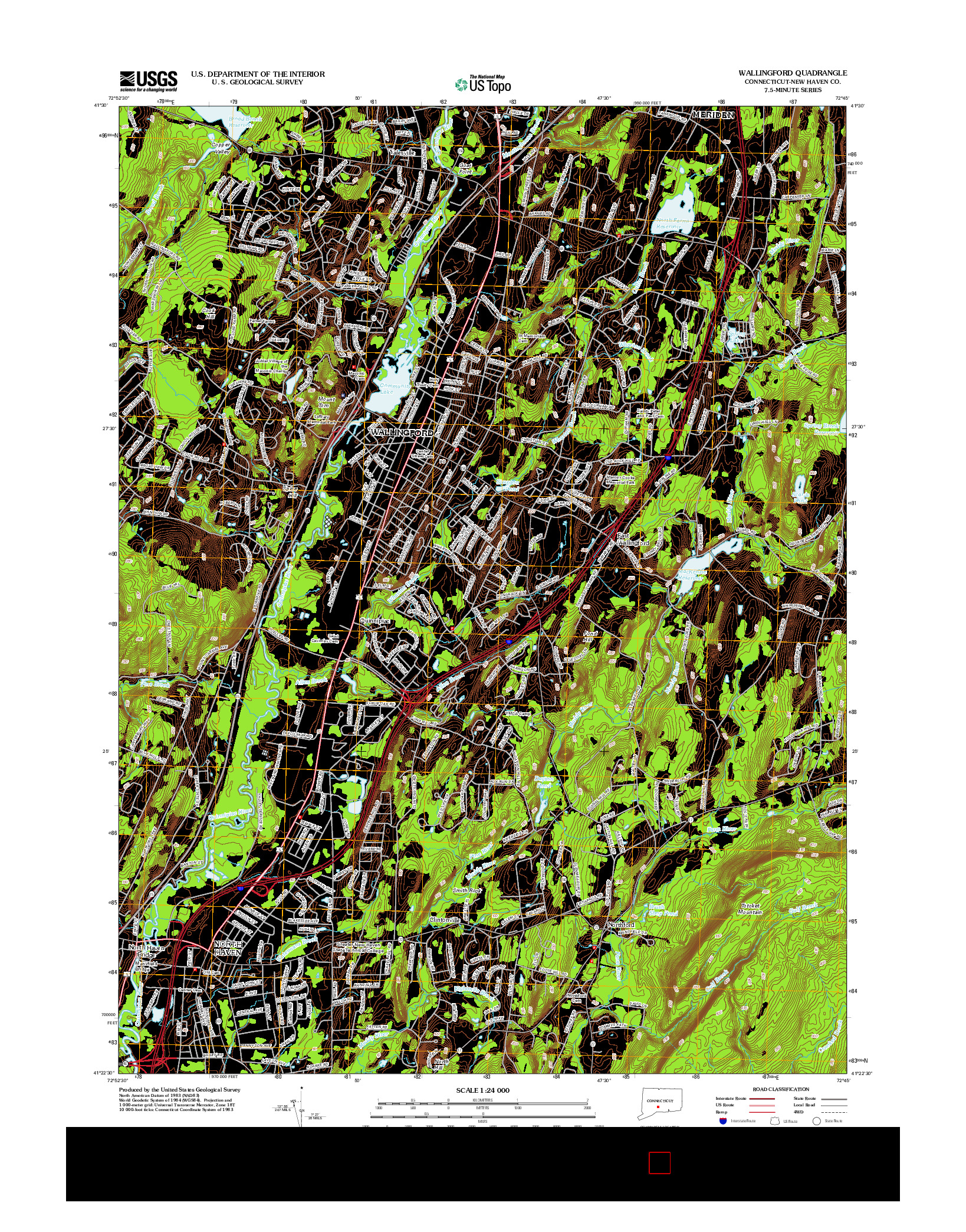 USGS US TOPO 7.5-MINUTE MAP FOR WALLINGFORD, CT 2012