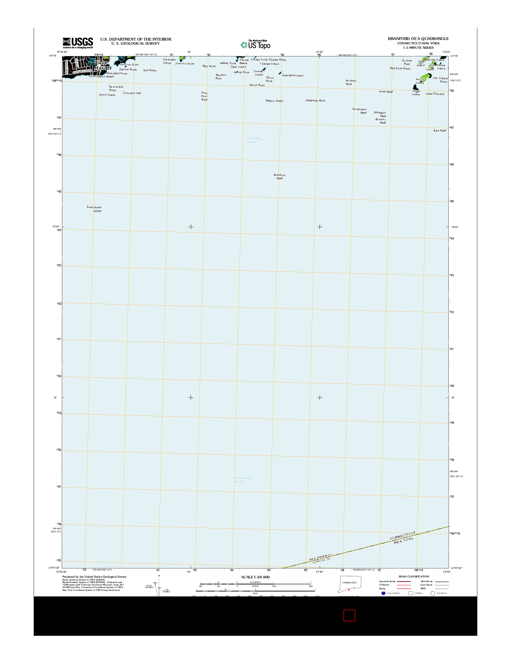 USGS US TOPO 7.5-MINUTE MAP FOR BRANFORD OE S, CT-NY 2012