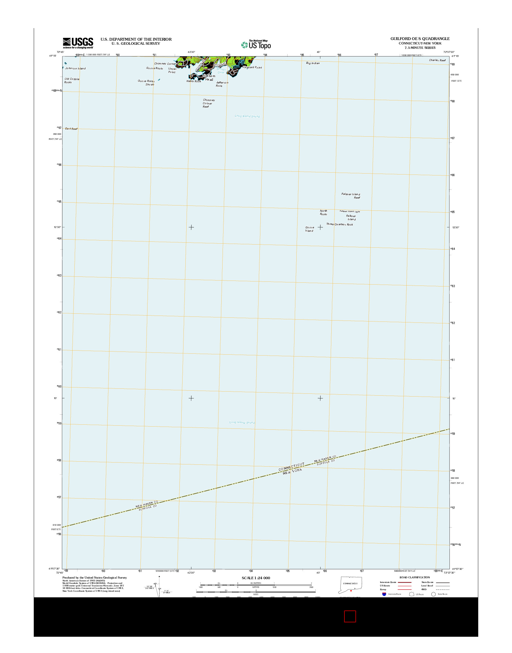 USGS US TOPO 7.5-MINUTE MAP FOR GUILFORD OE S, CT-NY 2012