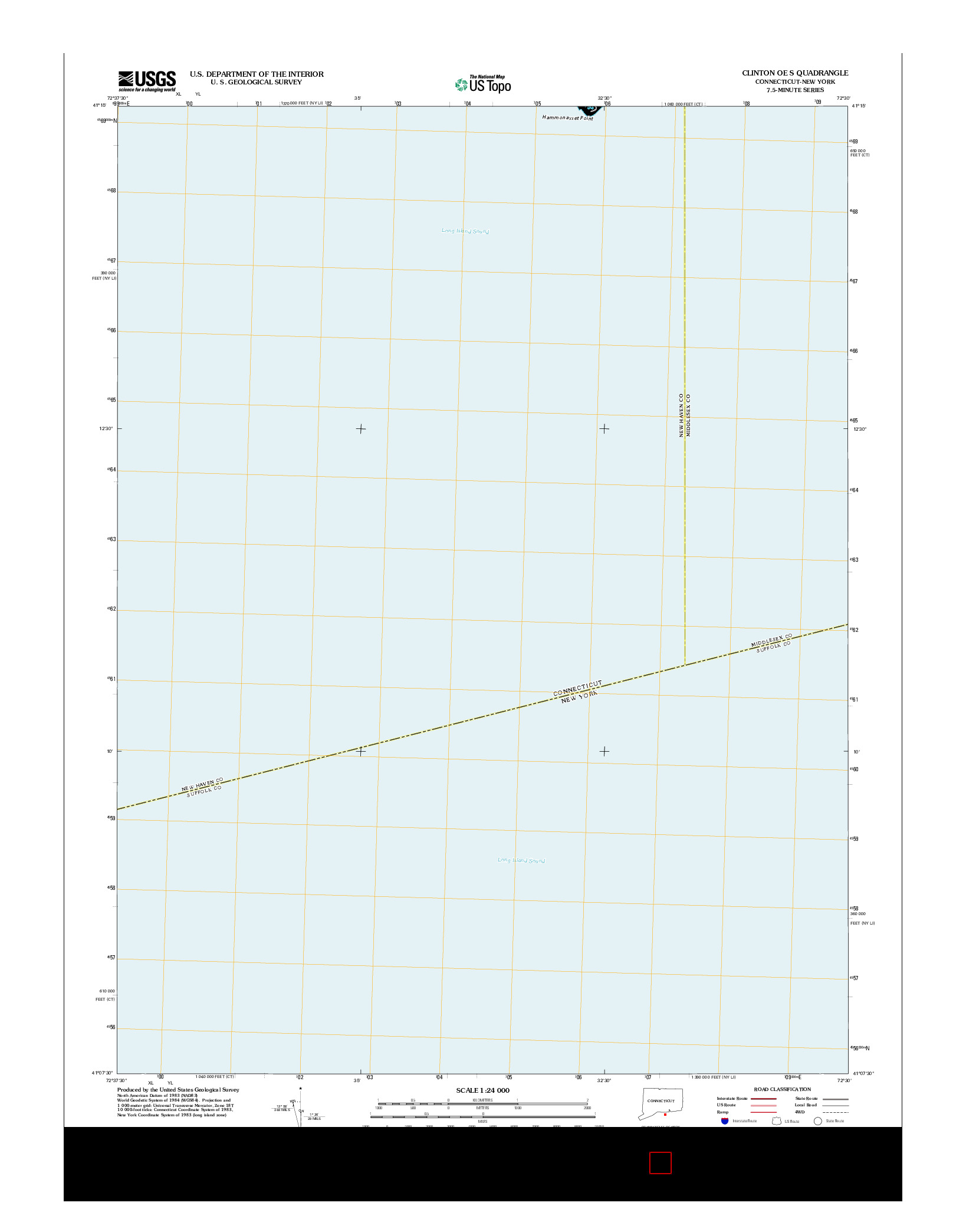 USGS US TOPO 7.5-MINUTE MAP FOR CLINTON OE S, CT-NY 2012